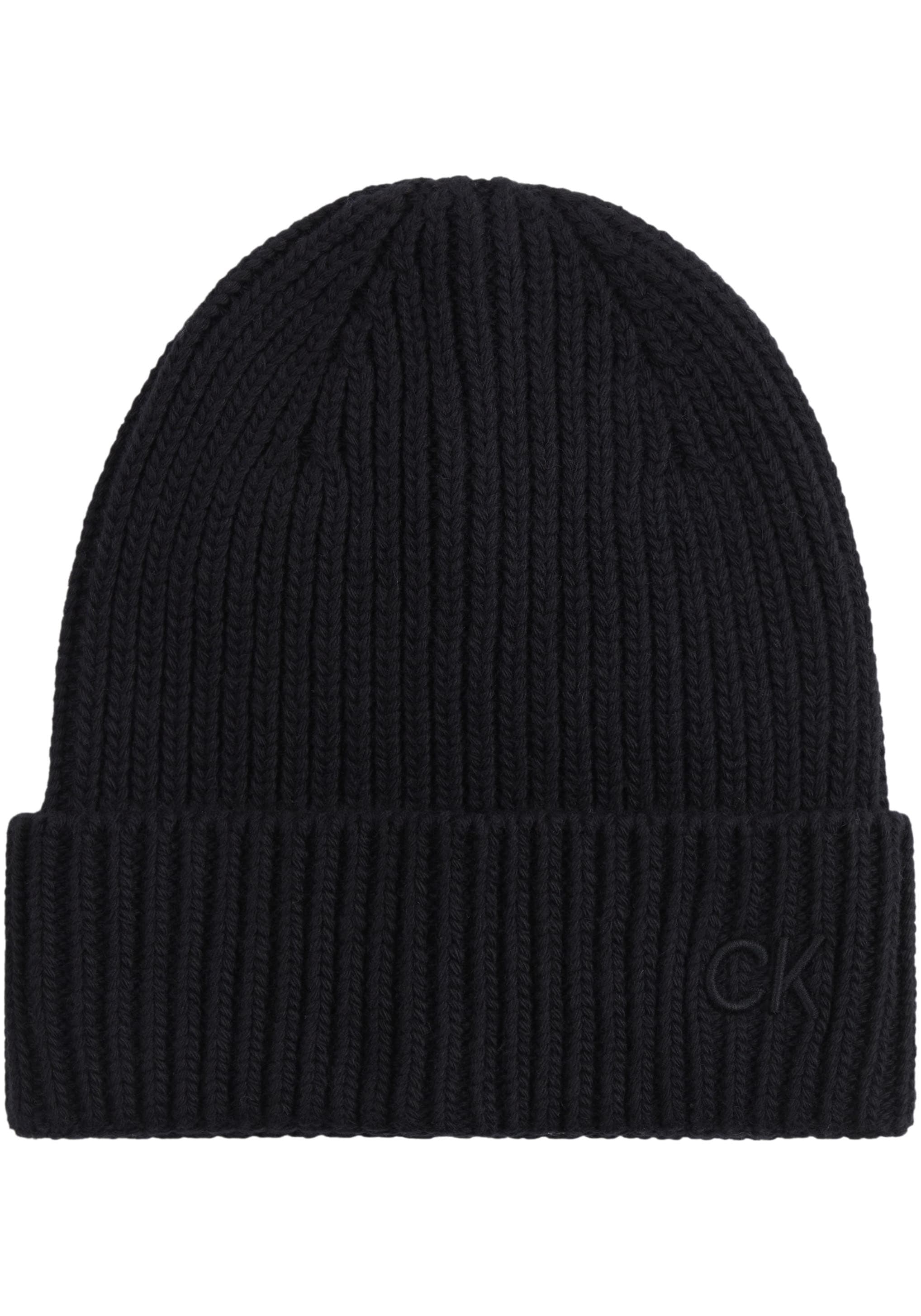 Calvin Klein Beanie »CK EMBROIDERY COTTON RIB BEANIE«, mit Logostickerei