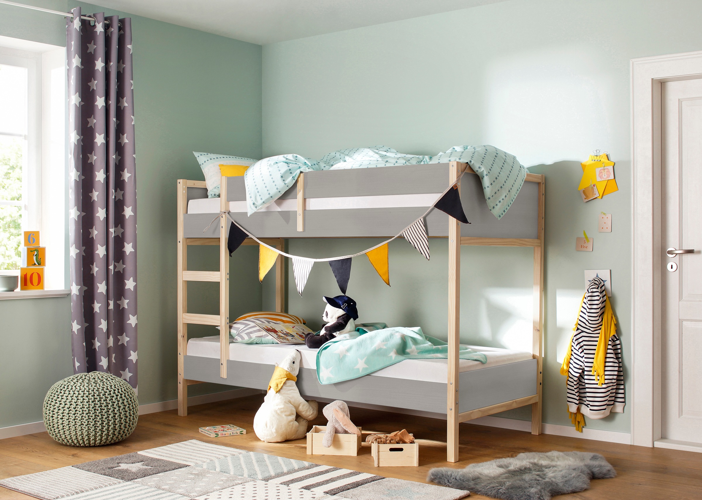 Image of Lüttenhütt Etagenbett »Janne«, aus schönem massivem Kiefernholz, Etagenbett, inklusive praktischer massiver Holzleiter, in verschiedenen Farbvarianten erhältlich, Liegefläche 90x200 cm bei Ackermann Versand Schweiz