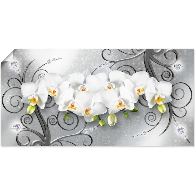 Artland Wandbild »weisse Orchideen auf Ornamenten«, Blumenbilder, (1 St.)  kaufen