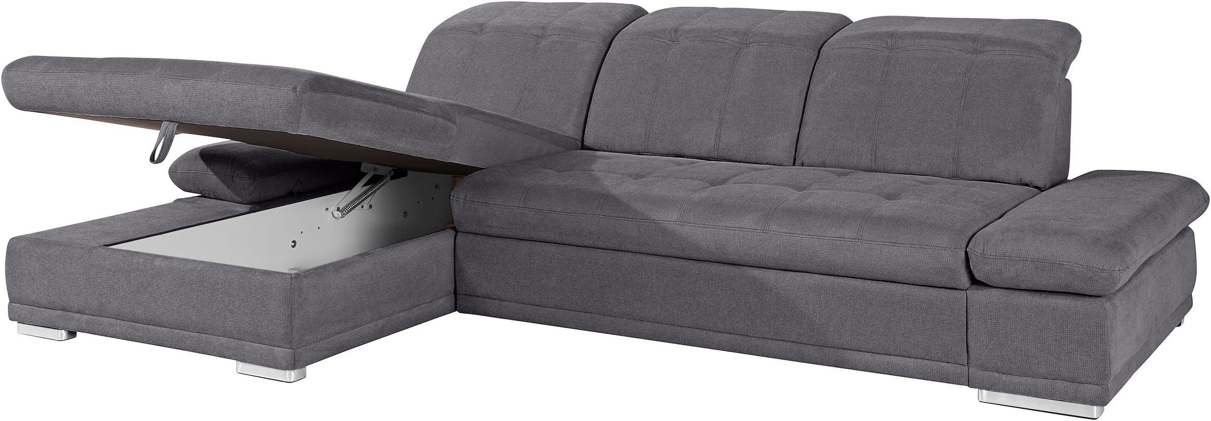 COTTA Ecksofa »Holiday L-Form mit Sitztiefen-, Armteil- und Kopfteilverstellung«, wahlweise mit Bettfunktion & Bettkasten