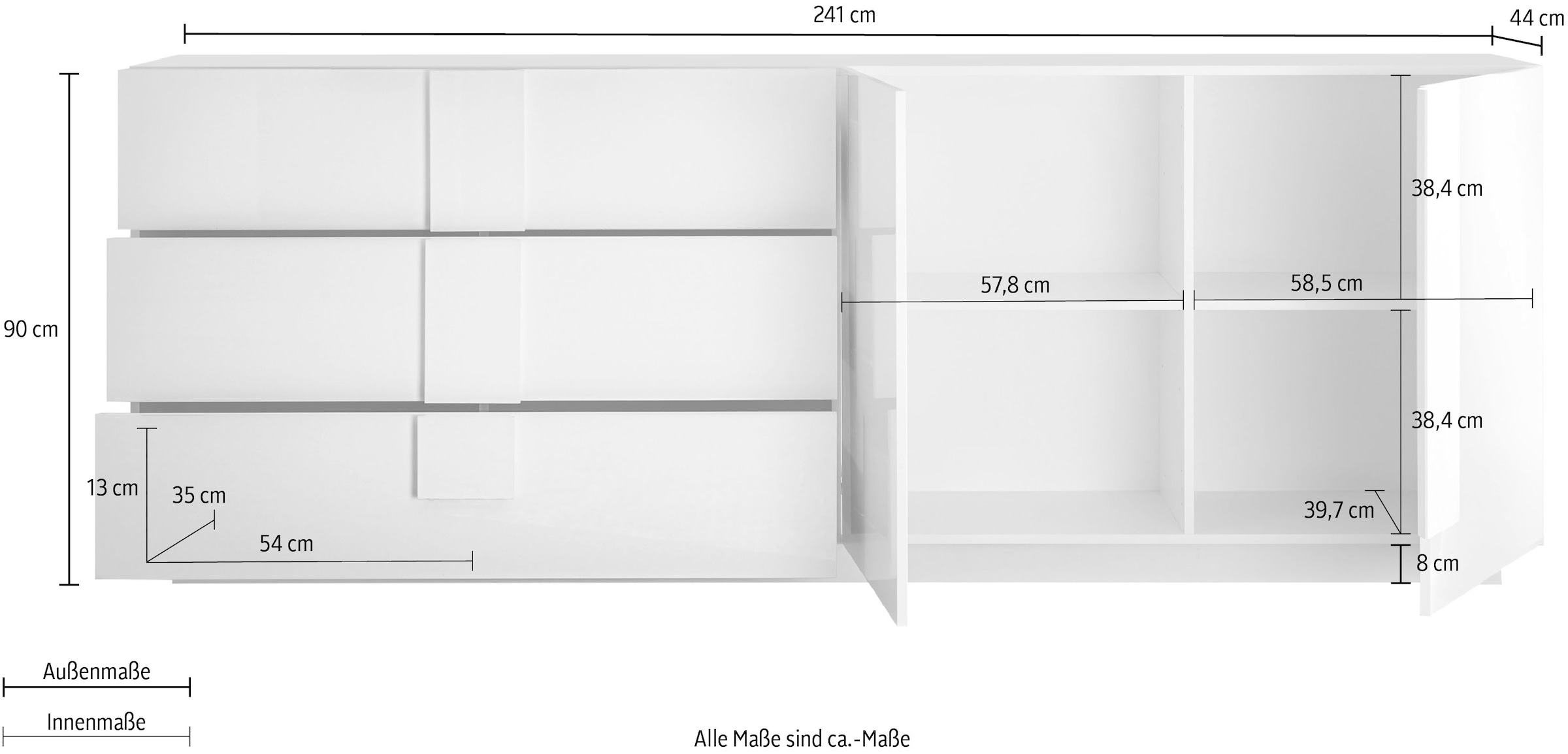 LC Sideboard »Jupiter Sideboard«, Schubkästen 3 auf versandkostenfrei mit Breite 241 cm