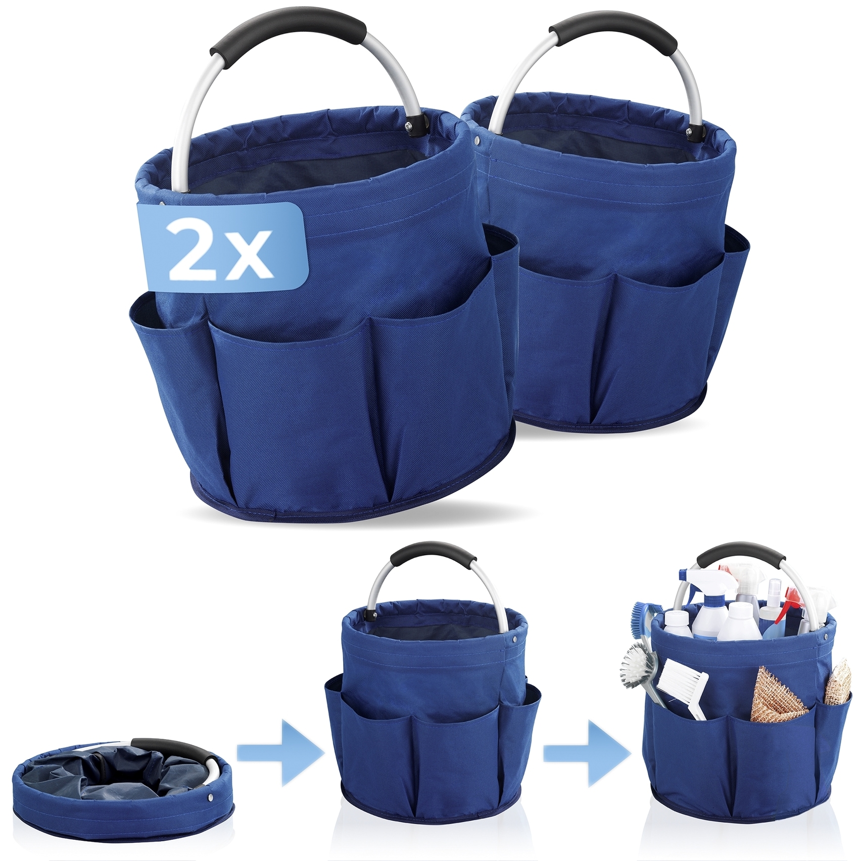 Maximex Organizer »Universal-Reinigungs-Caddy«, (Set, 2 St.), Allzweckkorb mit 6 Aussentaschen, ideal für Haushalt, Garten & Camping