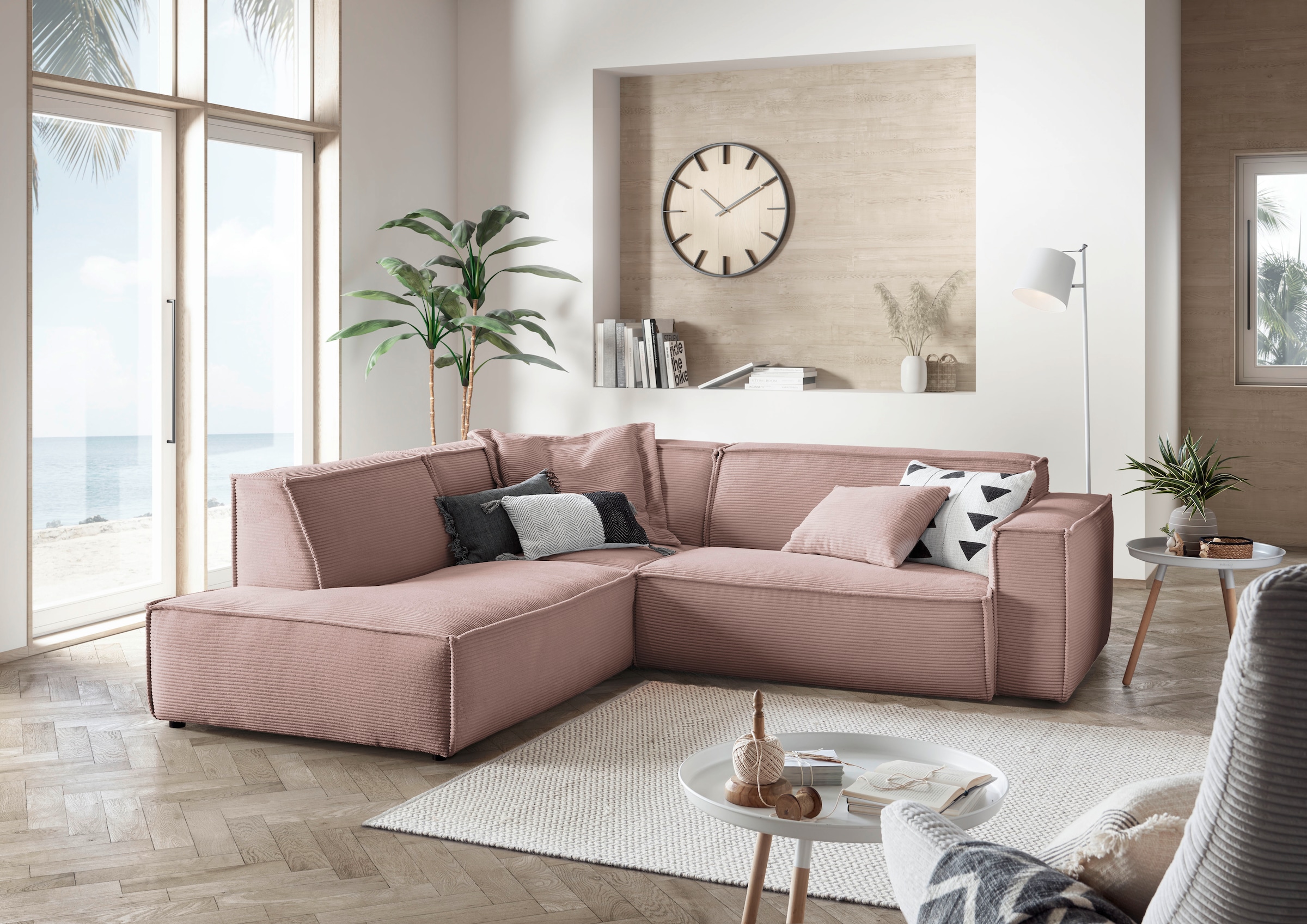 Image of 3C Candy Ecksofa "Matteo in elegant, kubischer Formensprache, bequem, L-Form" mit auffälliger Kedernaht, Cord-Bezug, Lounge-Charakter, OTTOs Choice