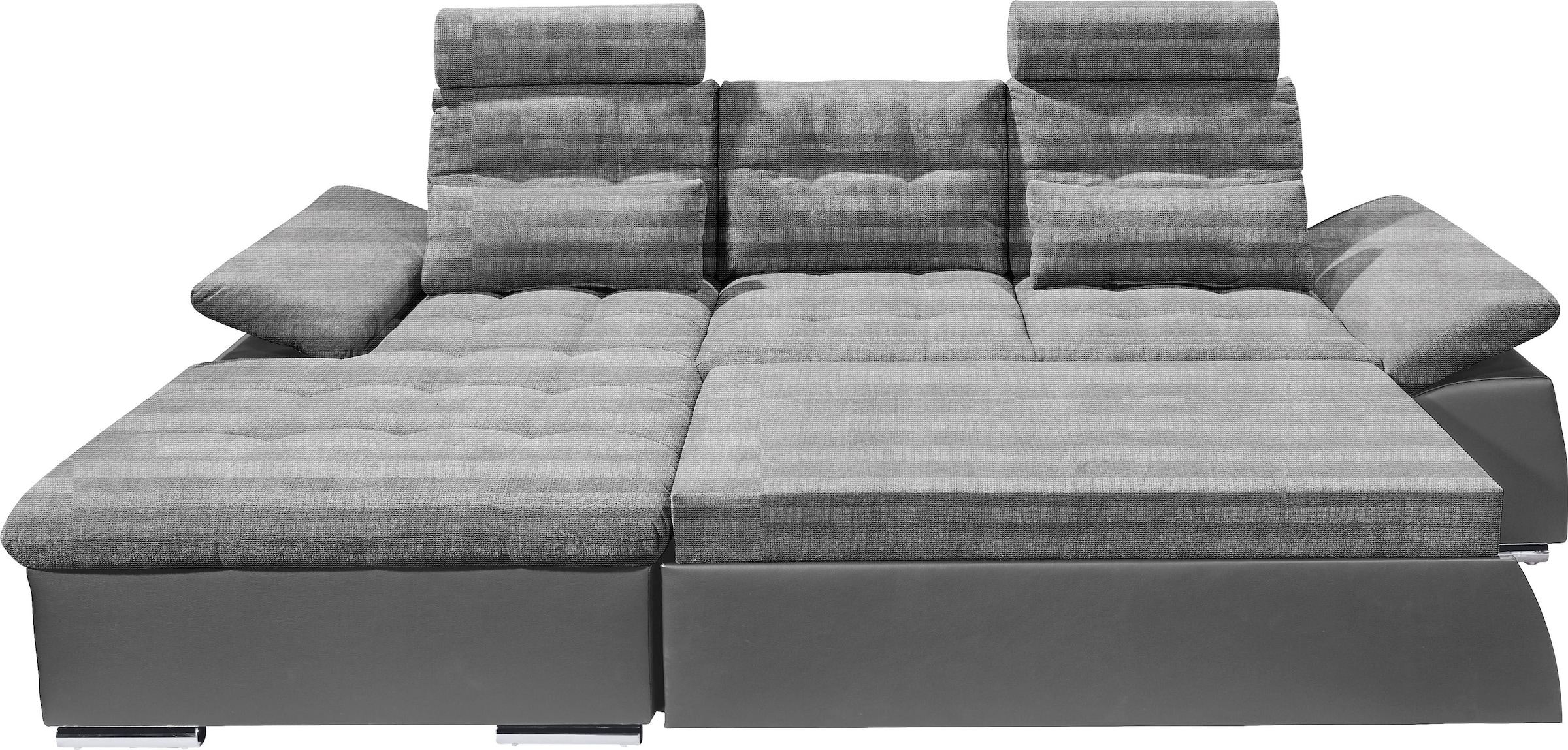 ED EXCITING DESIGN Ecksofa »Jakarta L-Form«, mit Bettfunktion, Armteilverstellung, Kopfstützen & 2 Nierenkissen
