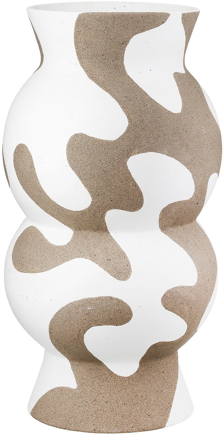 GILDE Tischvase »Vase rund Areno beige; weiss H. 35 cm«, (1 St.)