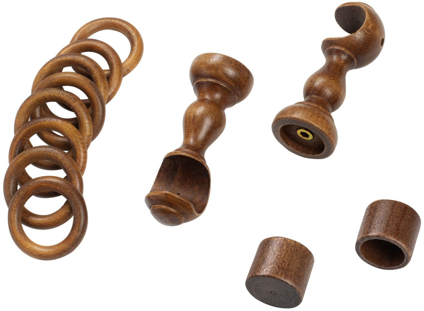 SN DECO GROUP Gardinenstange »Cafiro«, 1 läufig-läufig, Fixmass, 28 mm, Holz, verschiedene Längen und Farben, Komplettset