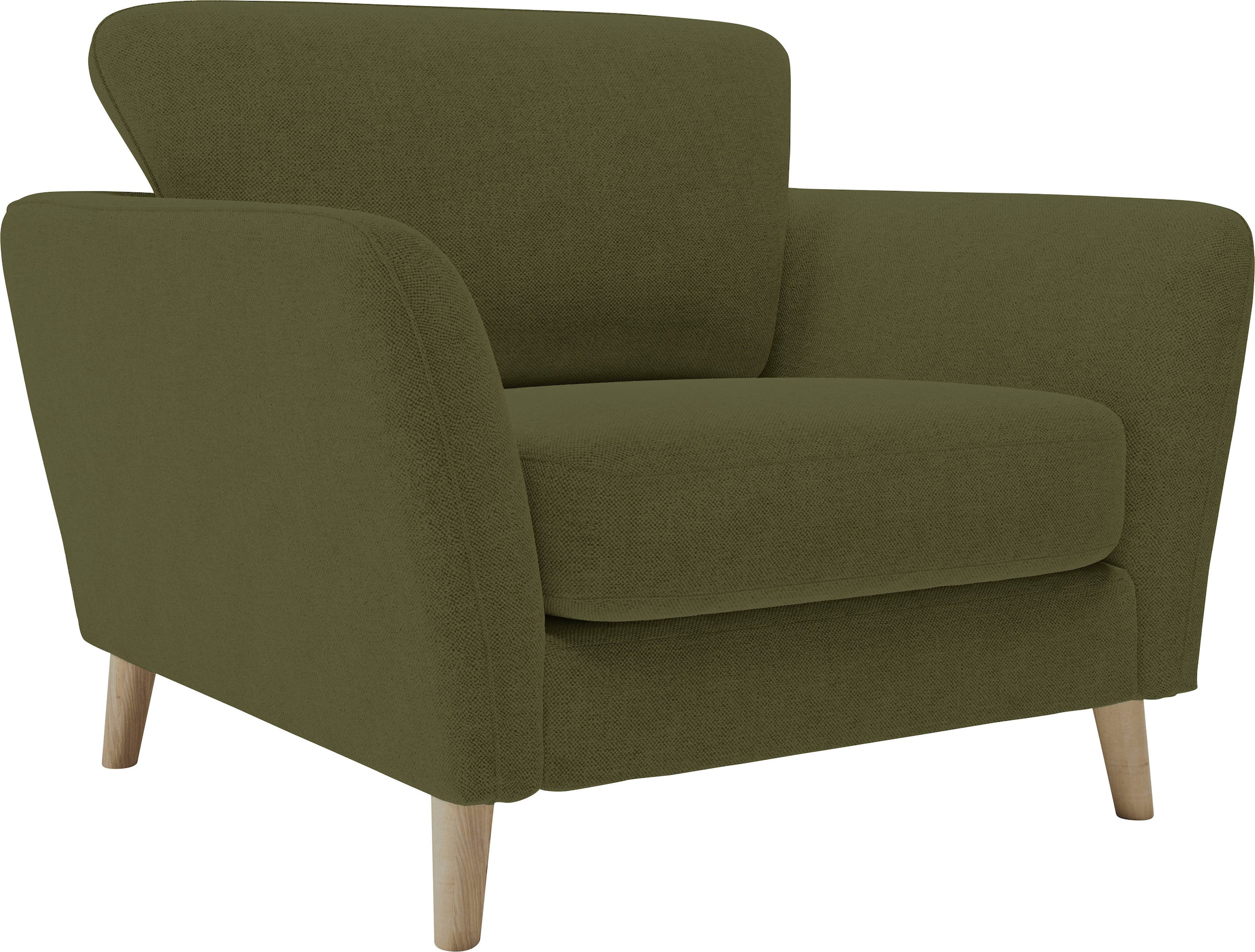 GOODproduct Fauteuil »MARSEILLE« avec pieds en bois massif de chêne, différents revêtements et variantes de couleur