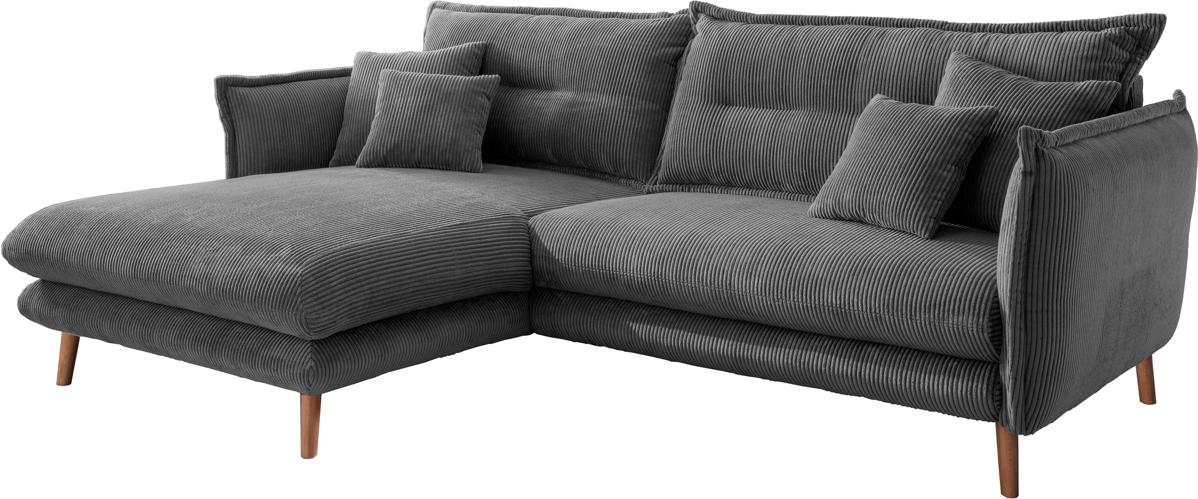 INOSIGN Ecksofa »Lazio modern und bequem, schmale Armlehnen, tolle Detailverarbeitung«, zwei verschiedene Fussfarben wählbar