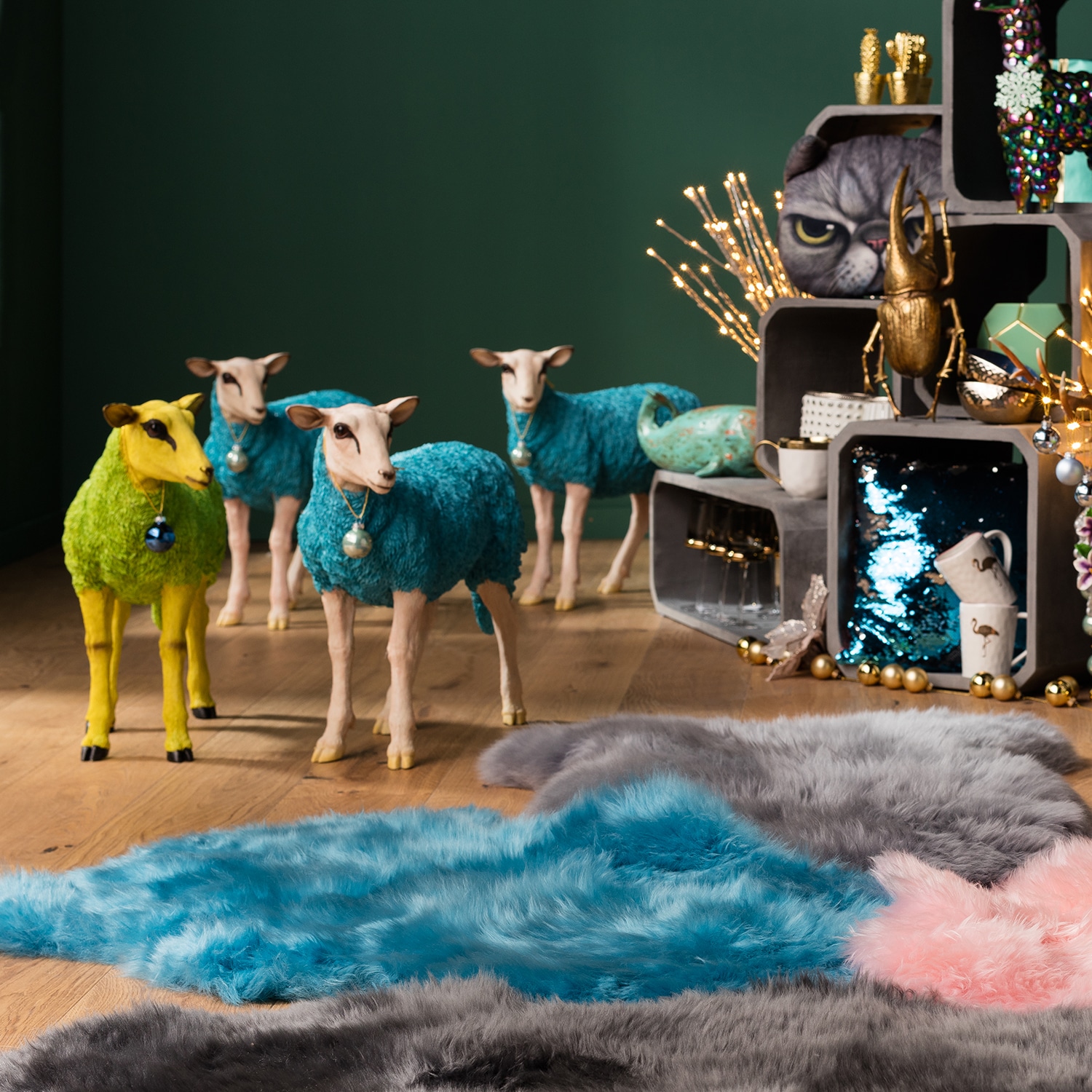 Kare Design Figurine de décoration »Sheep Colore Green«