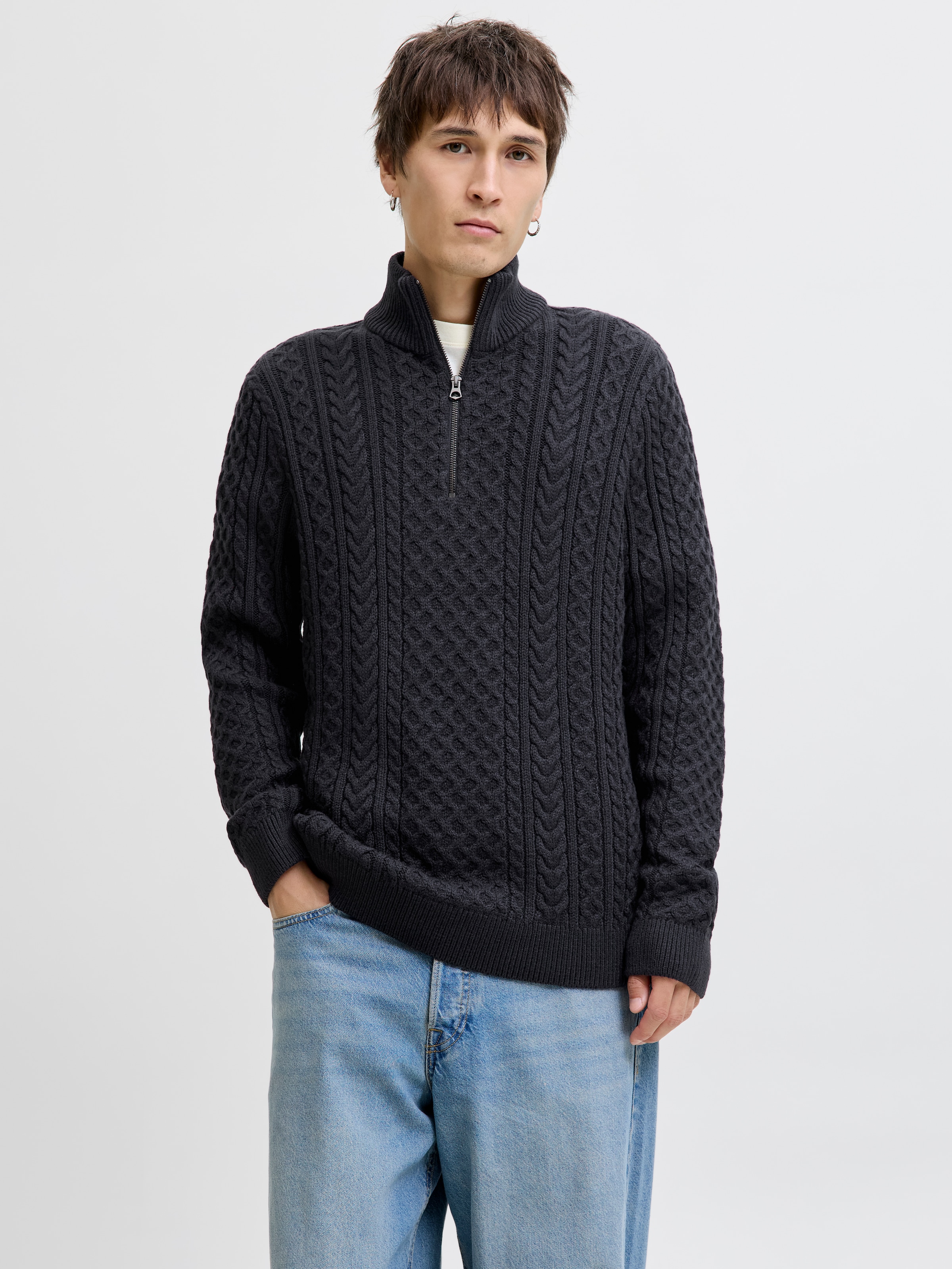 Image of Jack & Jones Troyer "JPRBLUSEAN KNIT CABLE HALF ZIP SN"