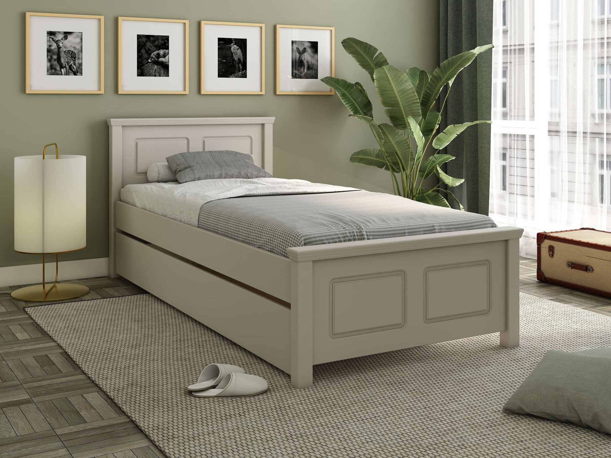GOODproduct Lit en bois massif »ERIK' , Made in Europe, optional mit Schublade, Massivholz Kiefer« FSC® zertifiziert,  in mehreren Grössen, Landhausstil mit Kassettenoptik