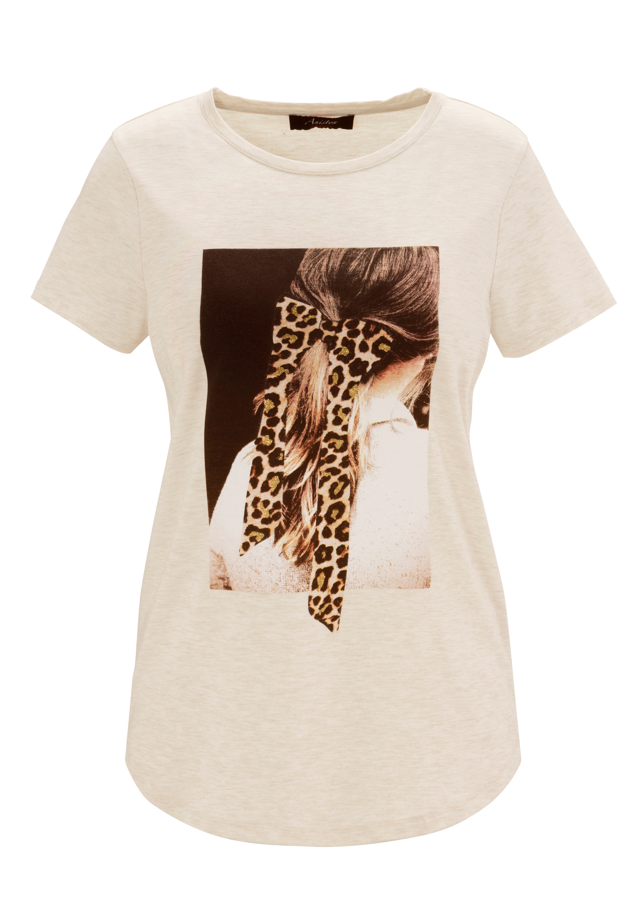 ♕ Aniston CASUAL T-Shirt, mit Glitzer versandkostenfrei auf verziertem Frontdruck