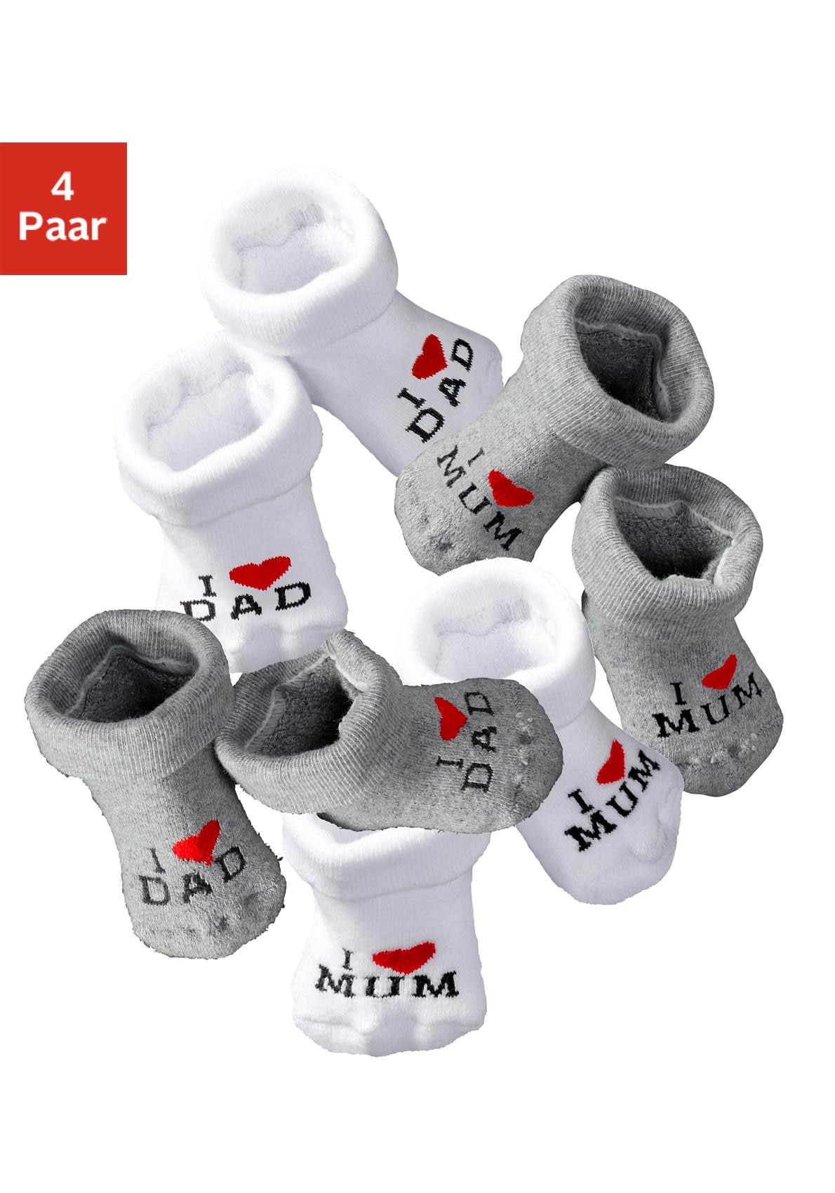 Vivance Umschlagsocken, (Packung, 4 Paar), mit Umschlagbündchen mit eingestricktem Spruch