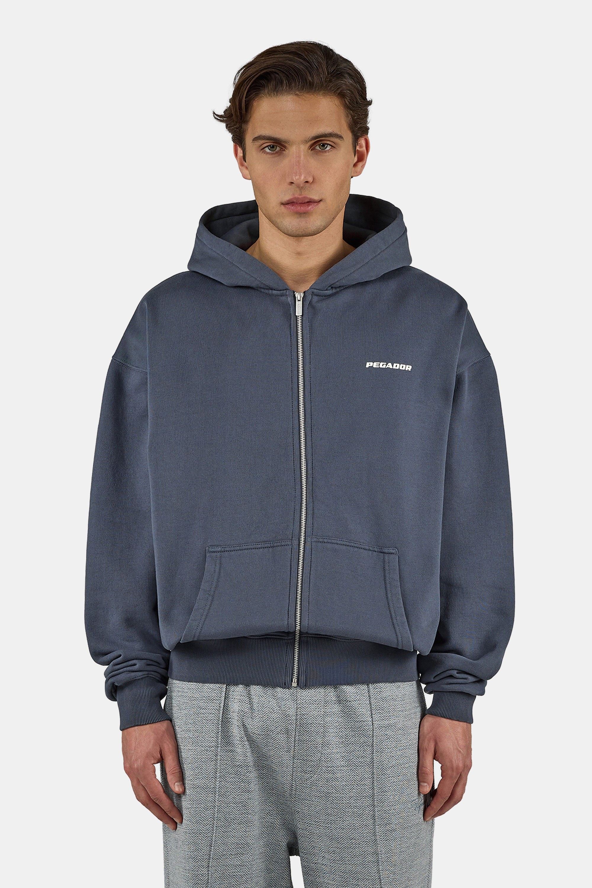 Image of PEGADOR Kapuzensweatjacke "Colne Logo Oversized Sweat Jacket" Baumwollmischung, oversize