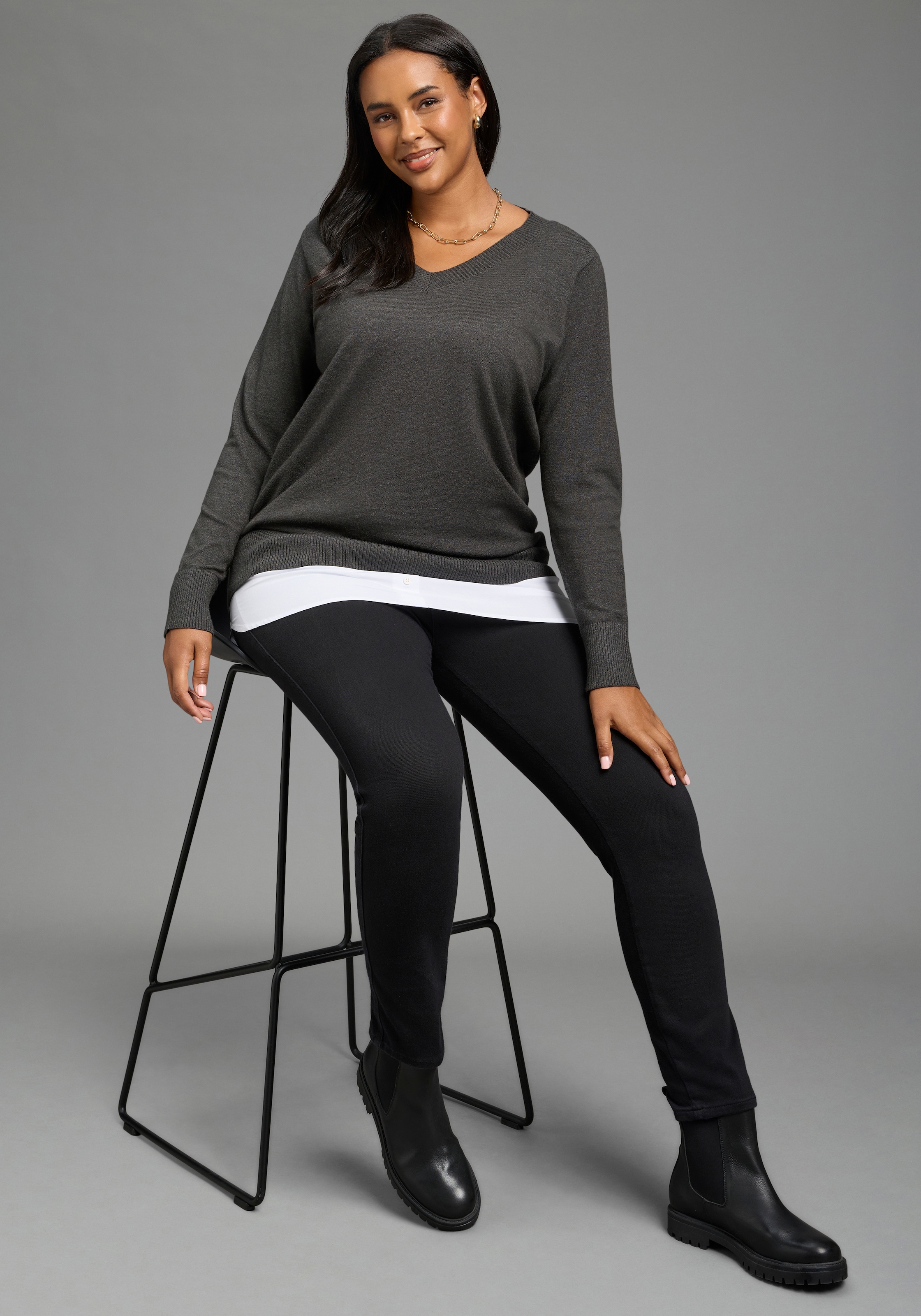 Laura Scott CURVE Chemisier long »Blusenverlängerung Grosse Grössen« Paquet, pack de 2,  style féminin, en coton et polyester, longueur couvrant les fesses