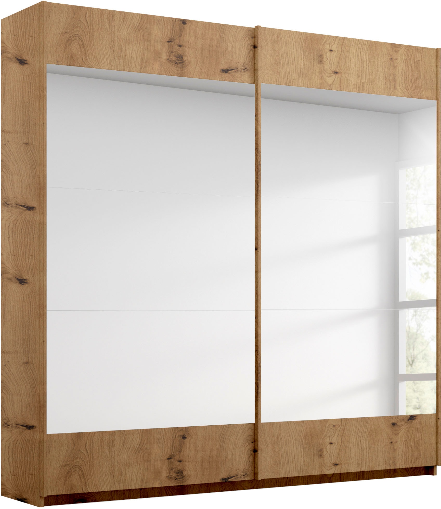 rauch Schwebetürenschrank »Kleiderschrank Schrank Garderobe Wäscheschrank Ankleide MALIBU« in 5 Breiten, Höhe 210 cm,  mit grossflächigen Türen, grosszügiger Stauraum MADE IN GERMANY