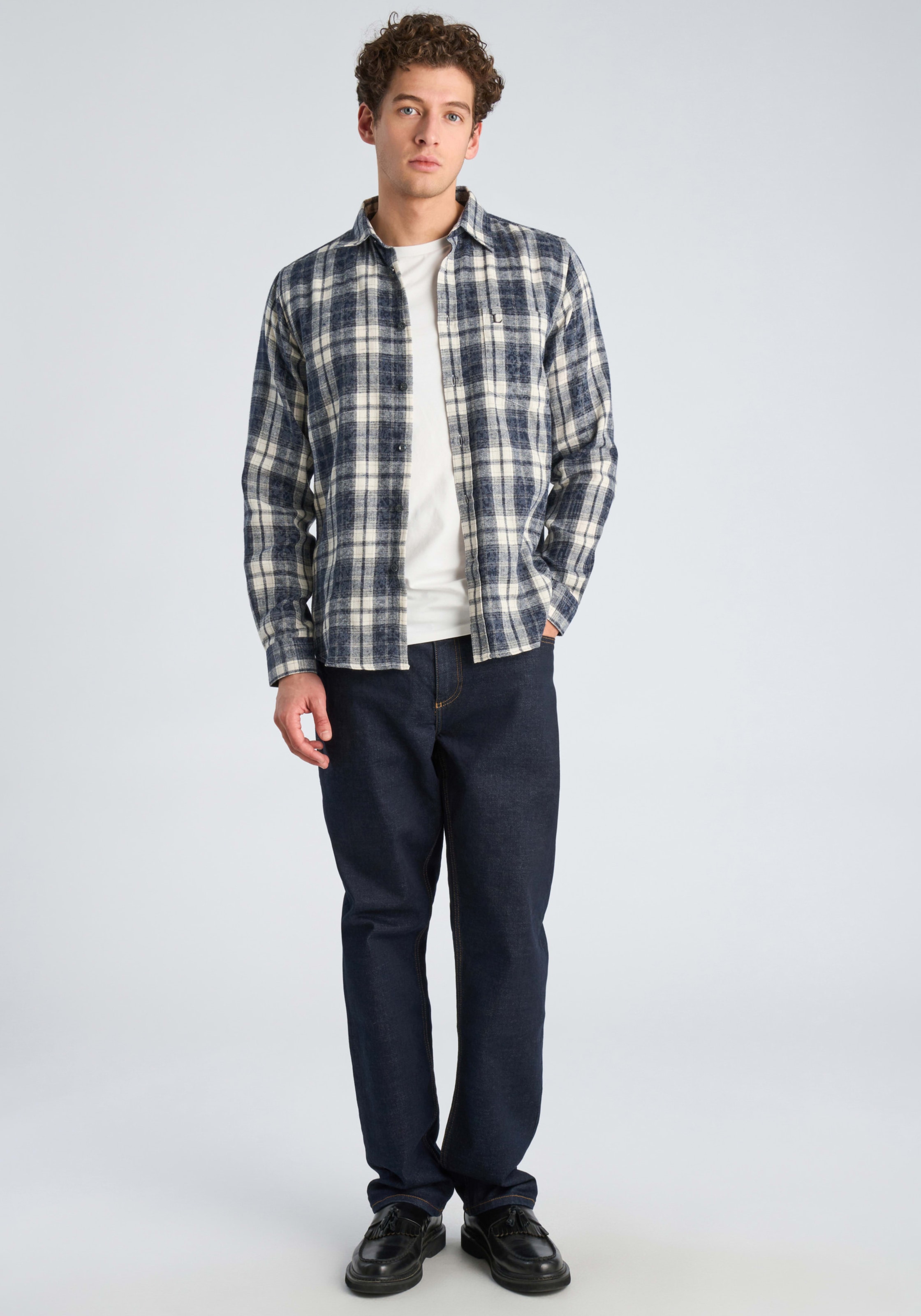 LINDBERGH Chemise à manches longues avec motif à carreaux / patte de boutons