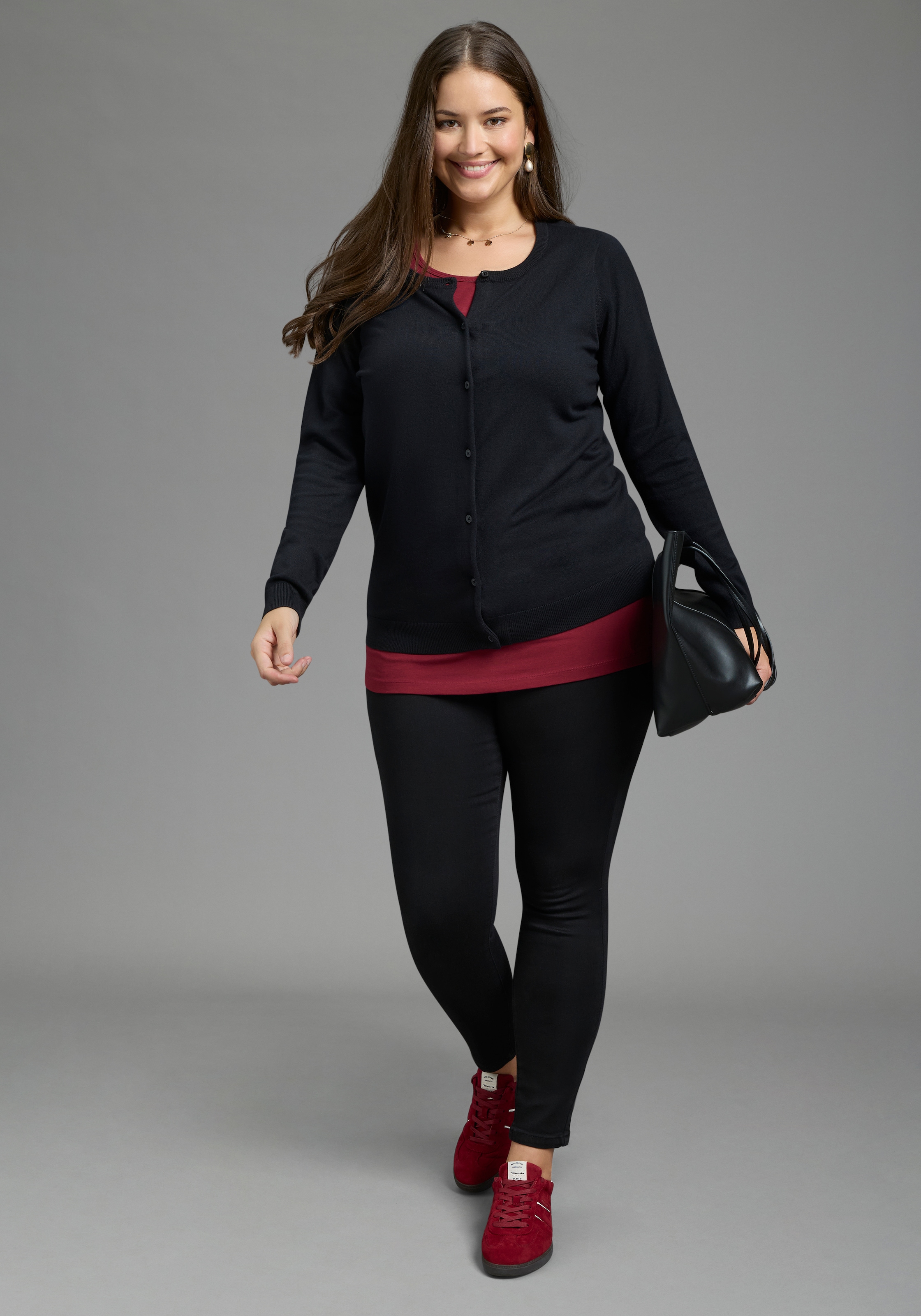 Laura Scott CURVE Veste en tricot »Grosse Grössen« forme longueur hanches, coupe fluide, col rond