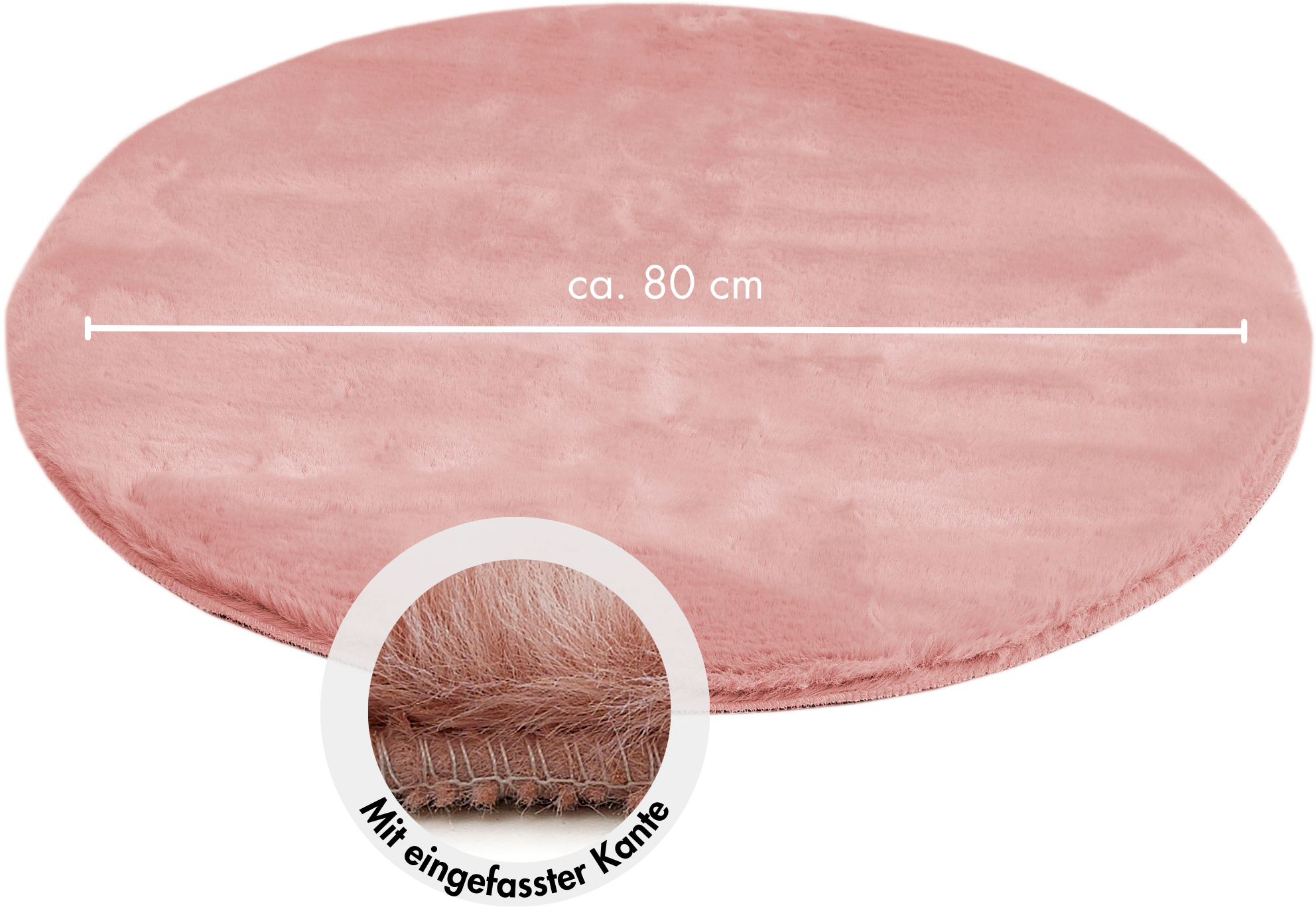 GOODproduct Tapis à poils longs »Lugano« Rond 30 mm Höhe Kunstfell, Uni Farben, sehr weich & kuschelig