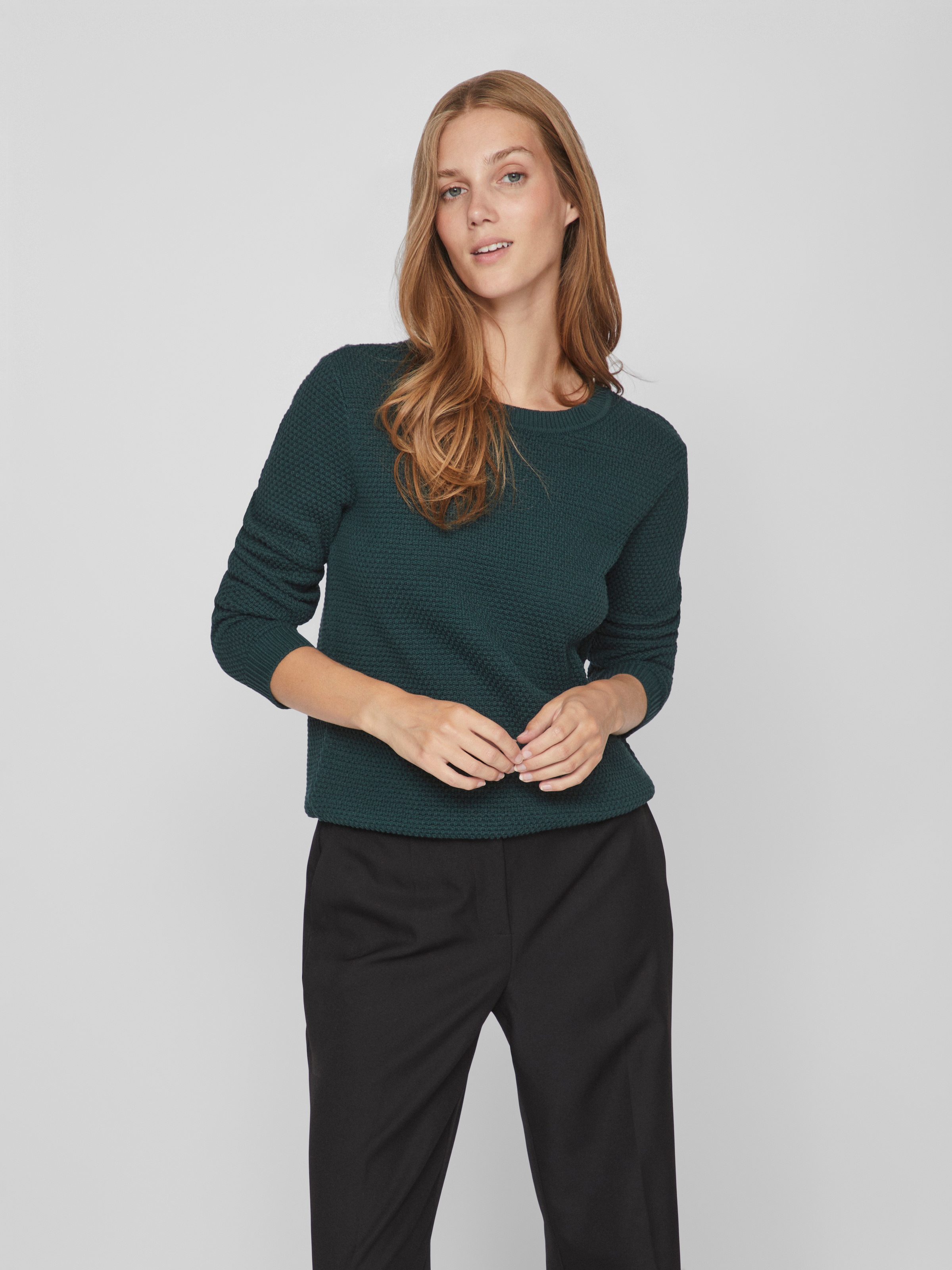 Image of Vila Rundhalspullover "VIDALO O-NECK L/S KNIT TOP- NOOS" Baumwolle, regular fit