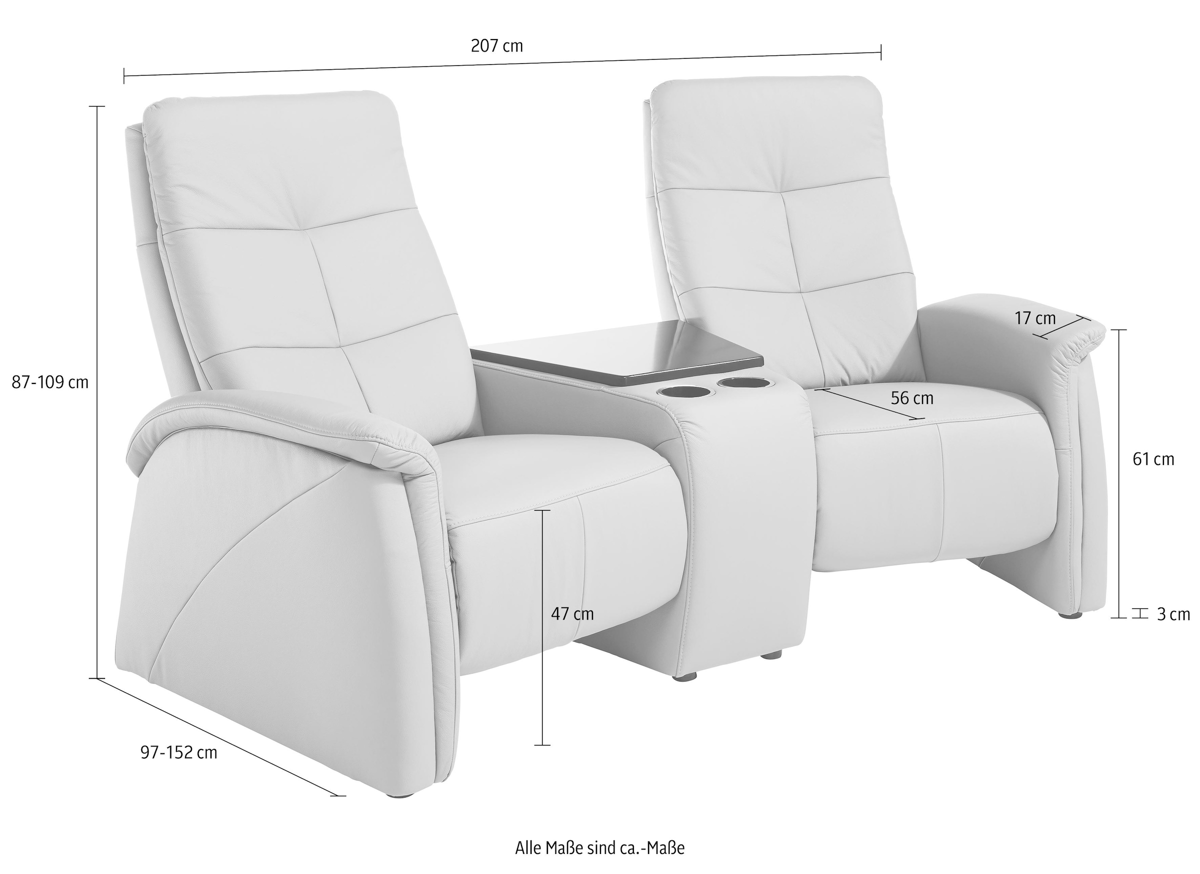 exxpo - sofa fashion 2-Sitzer »Tivoli«, mit Relaxfunktion, integrierter Tischablage und Stauraumfach