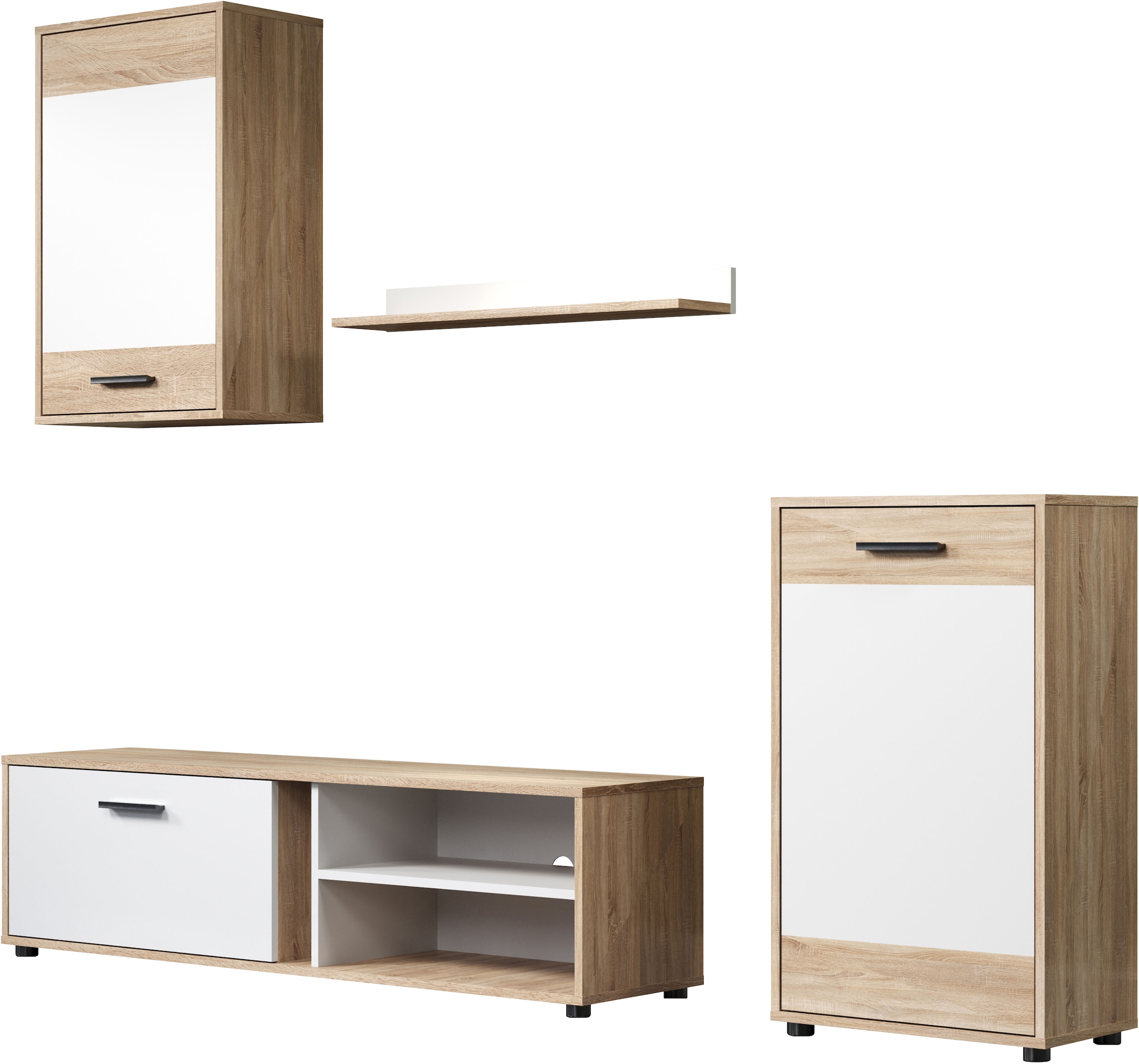 INOSIGN Wohnwand »Valetta«, (Komplett-Set, 4 St.), inkl. Lowboard, Hängeschrank, Wandboard und Highboard