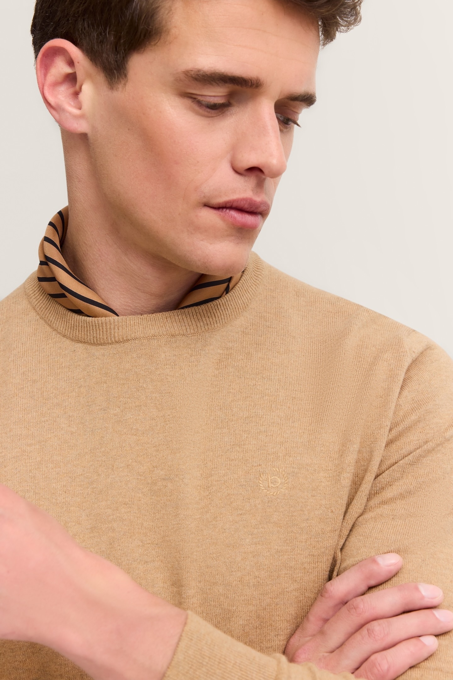 bugatti Pull à col rond »Regular Fit« aus Baumwolle-Kaschmir-Mix