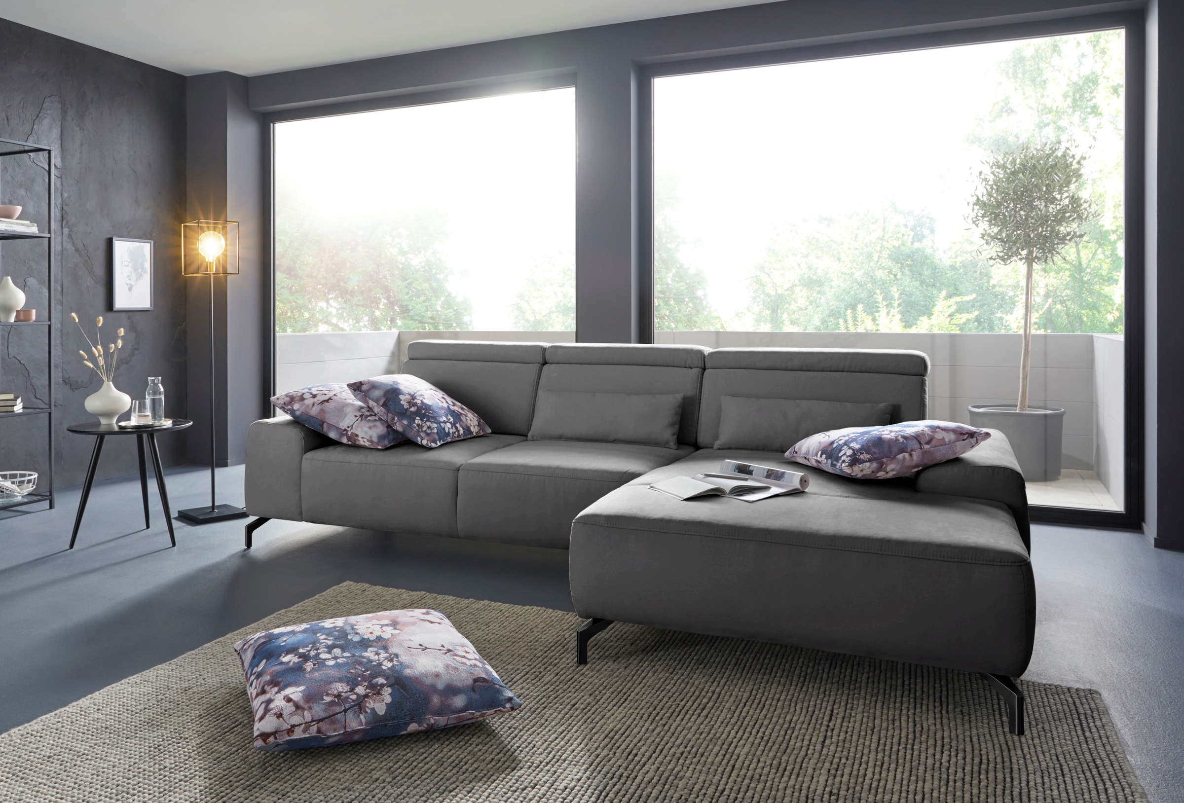 sit&more Ecksofa »Gizeh L-Form«, Fusshöhe 15 cm, inklusive Sitztiefenverstellung und Kopfteilverstellung