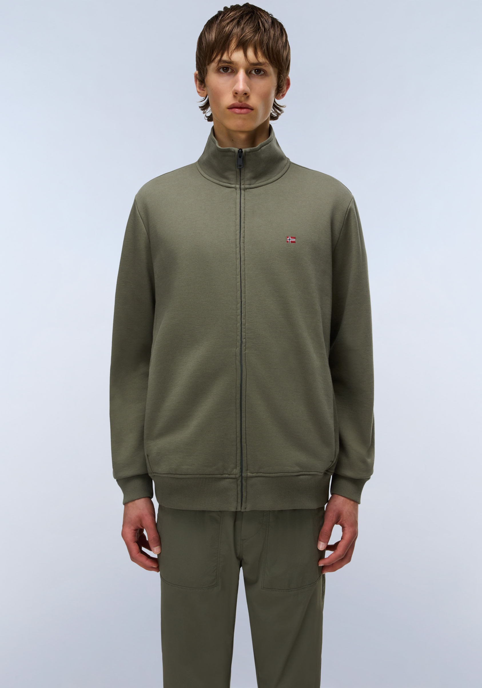 Image of Napapijri Sweatjacke "BALIS FZ" mit Reissverschluss, aus Baumwollmischung, mit Stehkragen