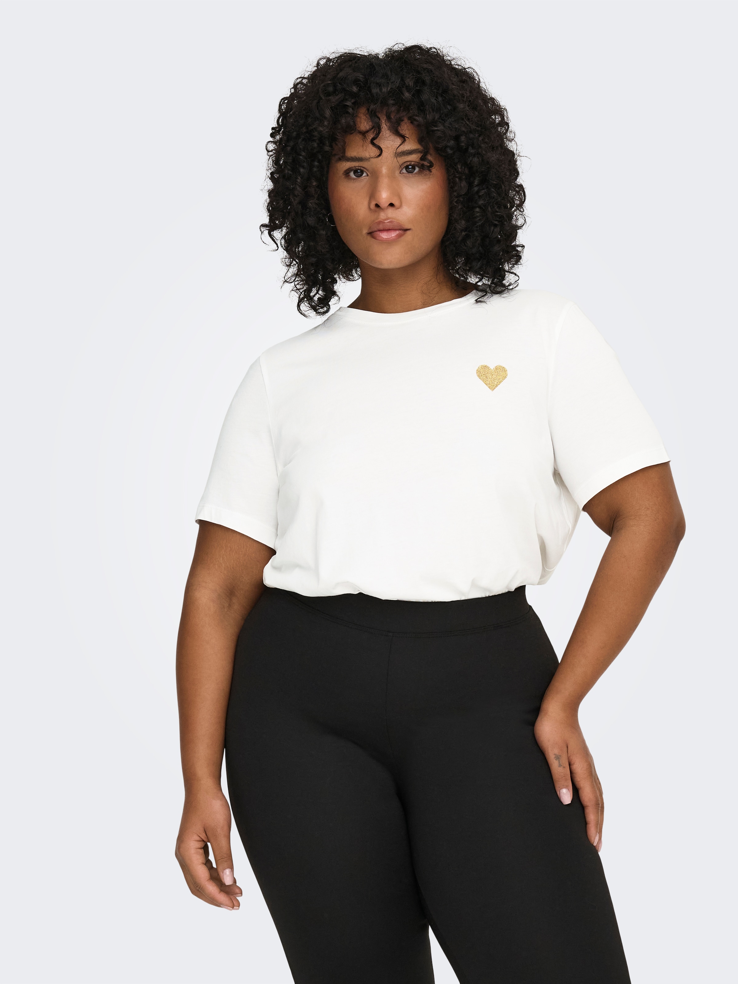 Image of ONLY CARMAKOMA T-Shirt "CARKITA LIFE S/S LOGO TOP JRS NOOS" Baumwolle, regular fit