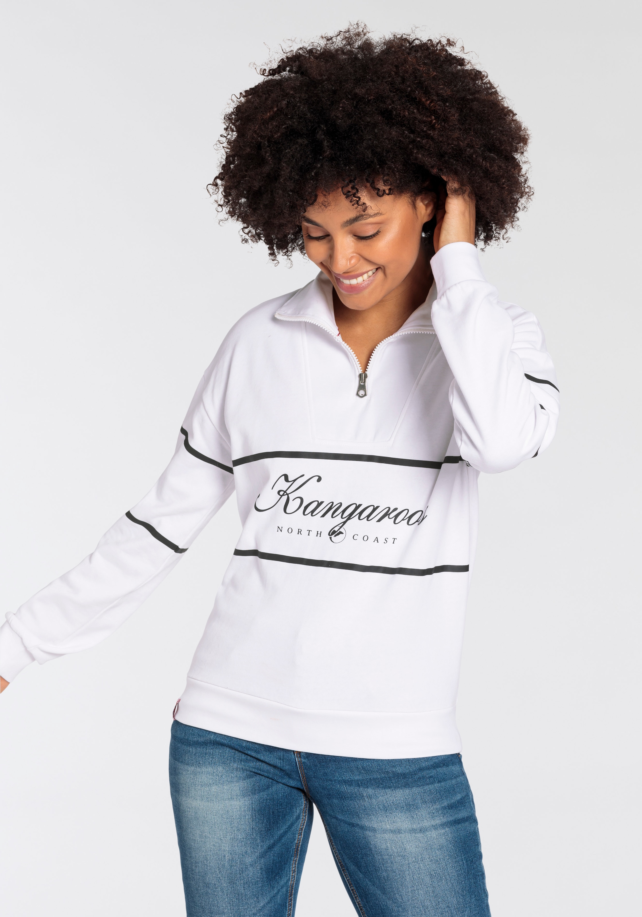 KangaROOS Sweatshirt, Troyer mit Stehkragen und Logo Print -NEUE-KOLLEKTION