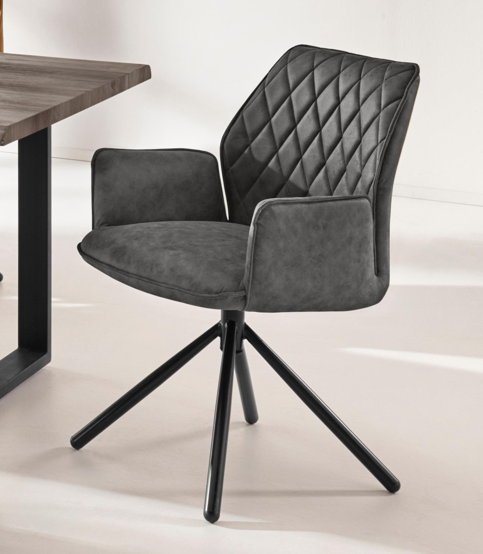 Image of INOSIGN Esszimmerstuhl »Preston«, (Set), 2 St., Luxus-Microfaser in Lederoptik, mit weichem Luxus-Microfaser Bezug in Lederoptik, mit schwarzen pulverbeschichteten Metallbeinen, Sitzhöhe 48 cm bei Ackermann Versand Schweiz