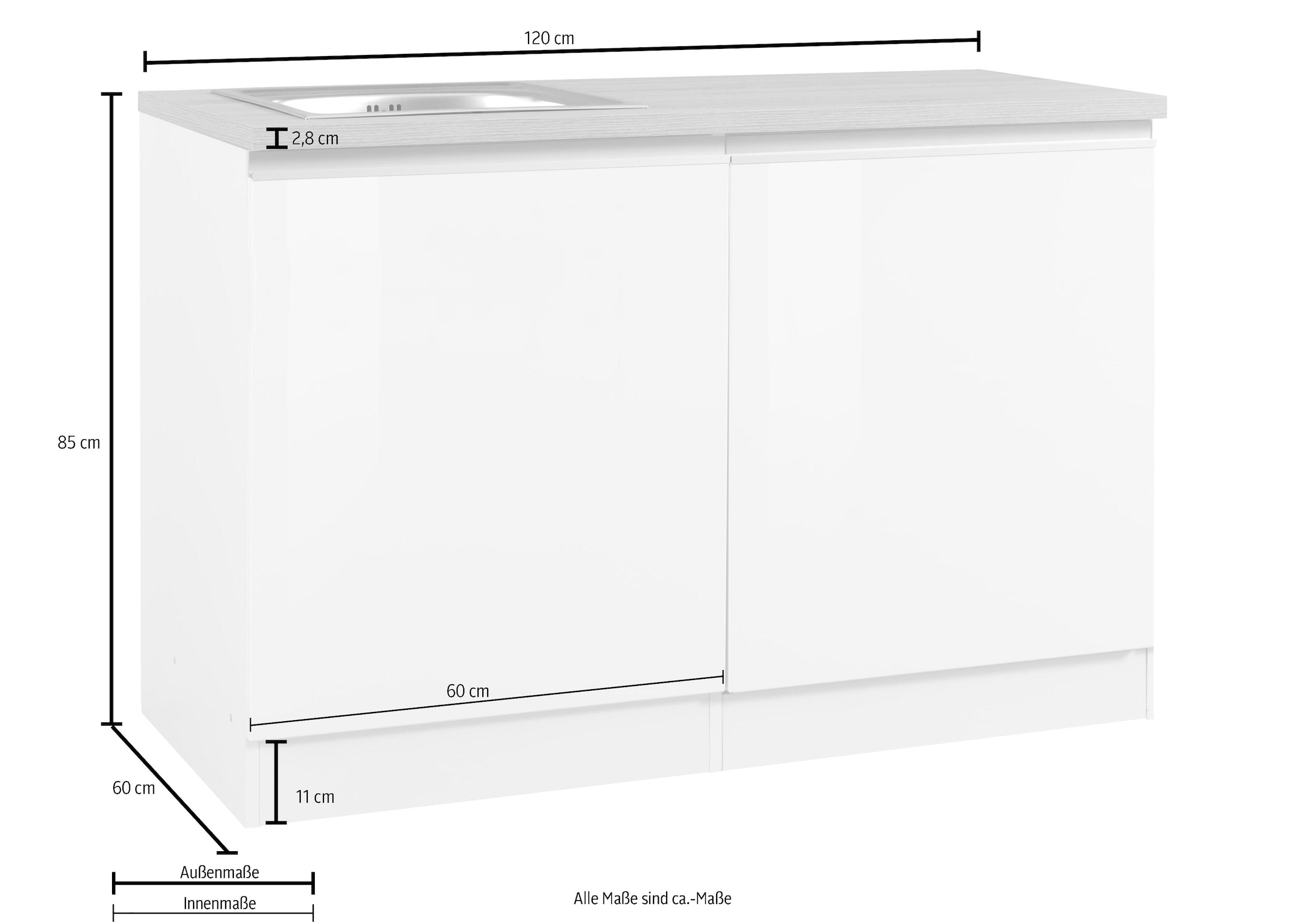 HELD MÖBEL Spülenschrank »Ohio«, Breite 120 cm, mit Tür/Sockel für  Geschirrspüler bequem kaufen