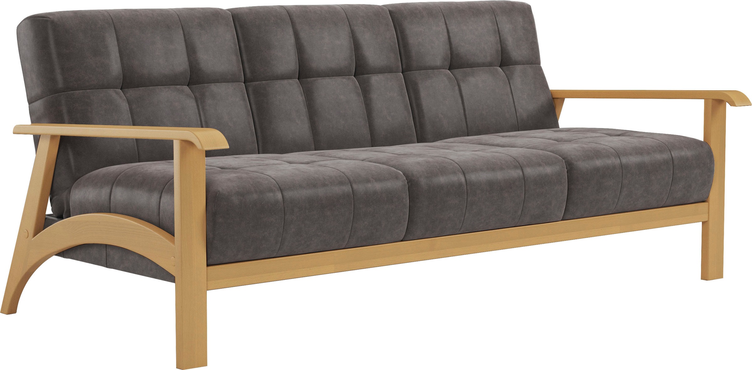 sit&more 3-Sitzer »Billund«, Armlehnen aus eichefarbigem Buchenholz, verschiedene Bezüge und Farben