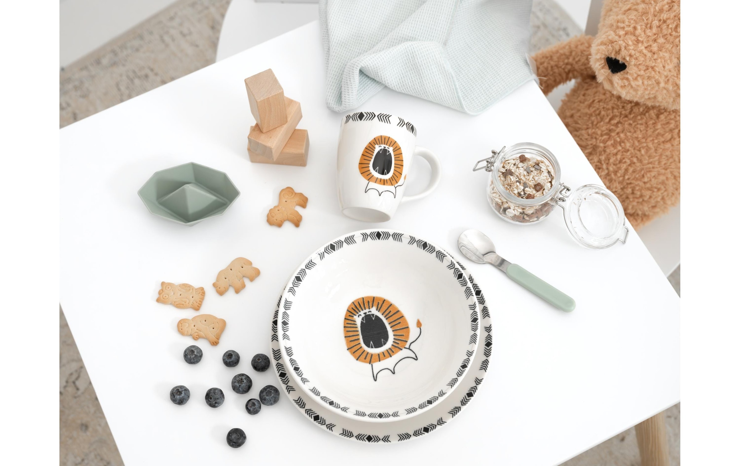 CreaTable Set de vaisselle pour enfants »Safari 3-teiliges Geschirrset«