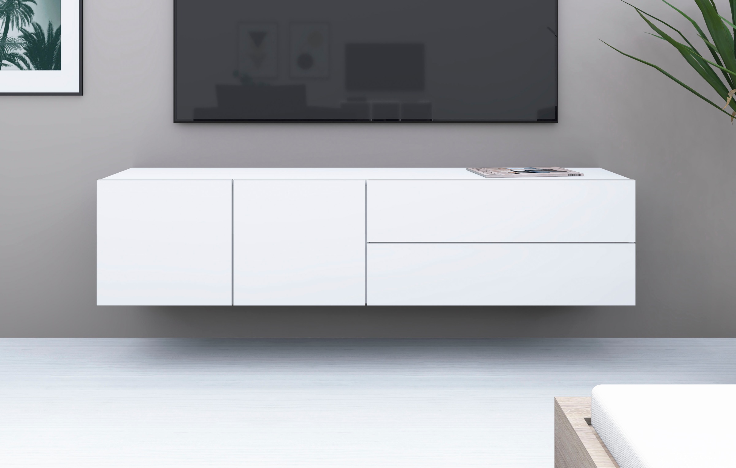 Image of borchardt Möbel Lowboard "Sophia, TV-Schrank Breite 152 cm" 2 Türen und 2 Schubkästen, hängende Montage