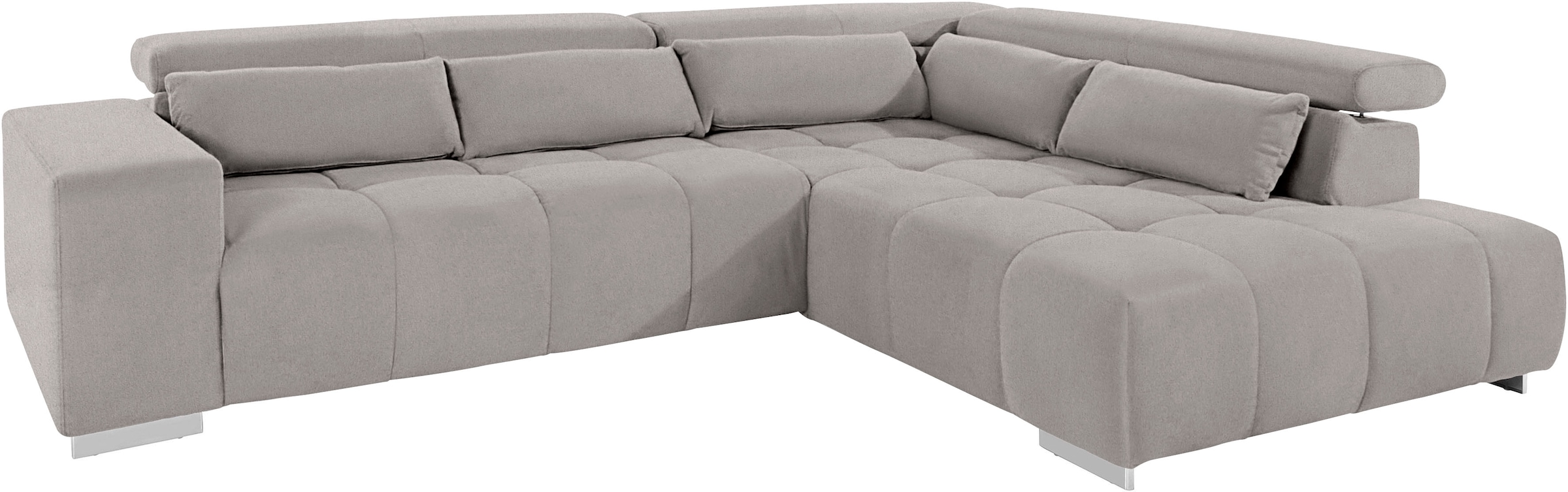 COTTA Canapé d'angle »Orion L-Form« mit Kopfteilverstellung & 5 Nierenkissen