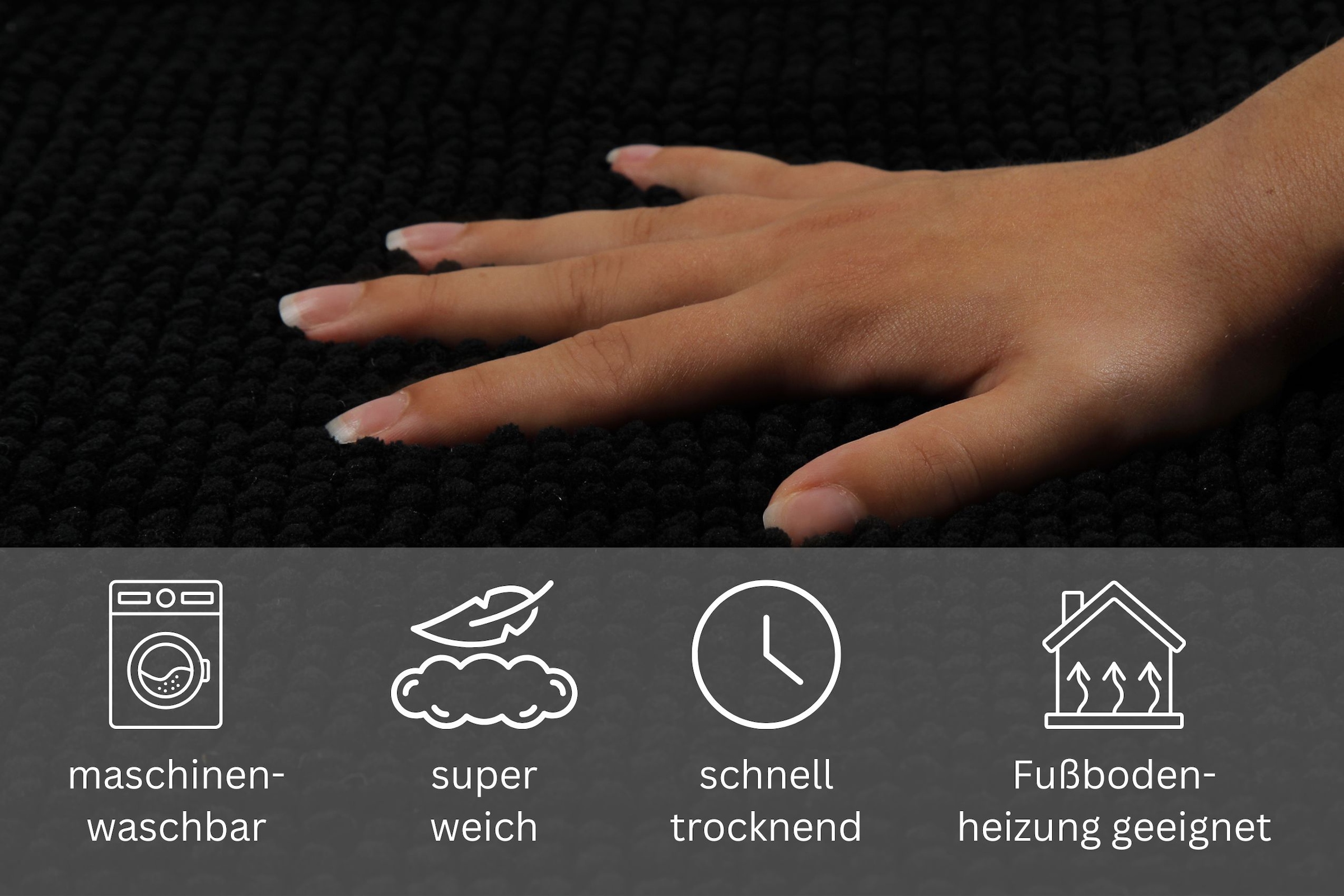 my home Badematte »Kaelan«, rutschhemmend beschichtet, fussbodenheizungsgeeignet, Badvorleger, Badteppich aus weicher Chenille, pastell Farben