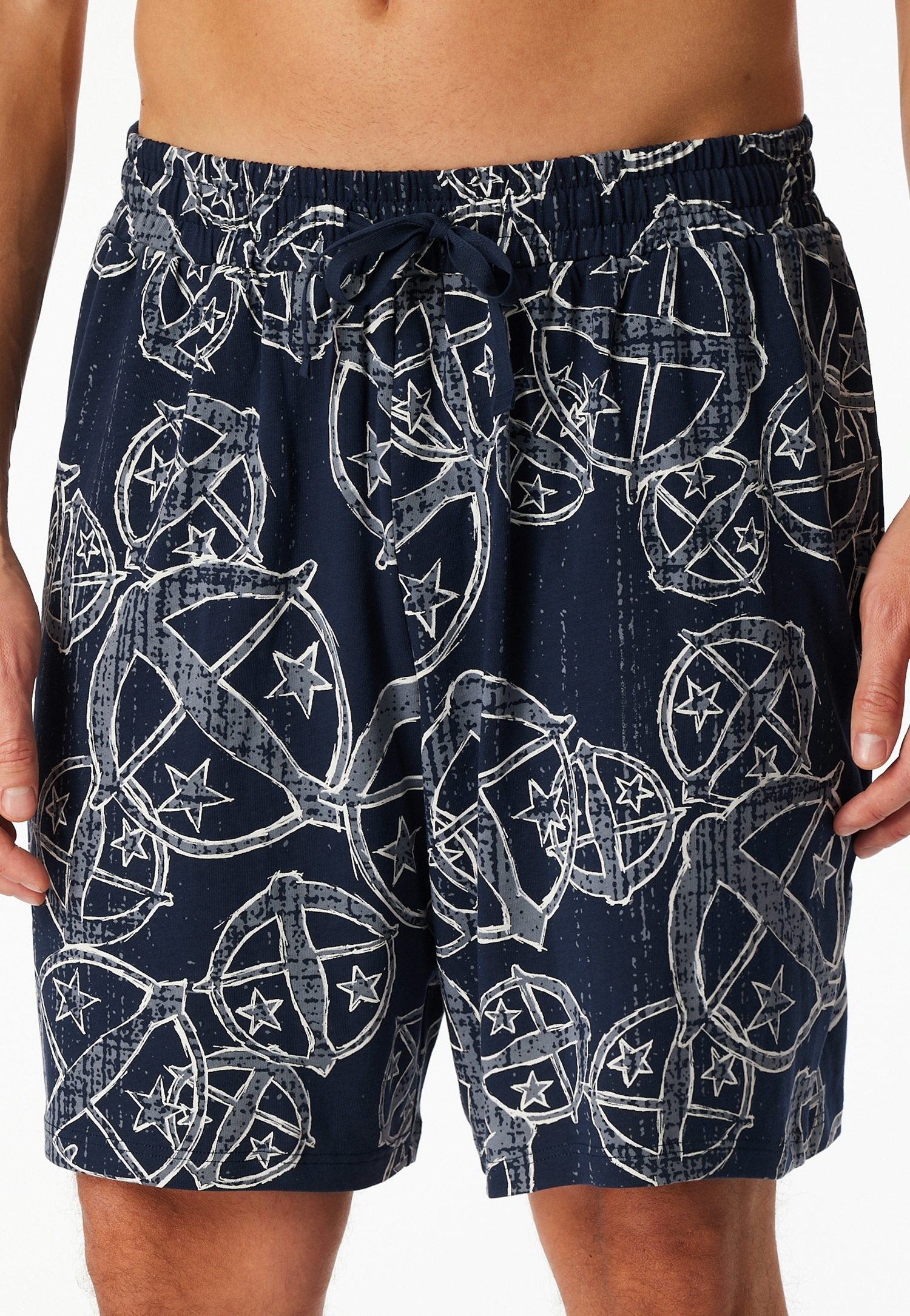 Image of Schiesser Pyjamashorts "Schiesser 150 Years" seitliche Taschen, Allover-Druck, Baumwolle
