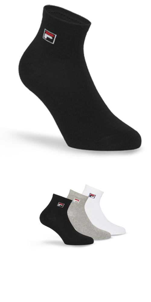 Fila Kurzsocken »UNISEX QUARTER PLAIN SOCKS«, (3 Paar), mit eingestrickem Logo
