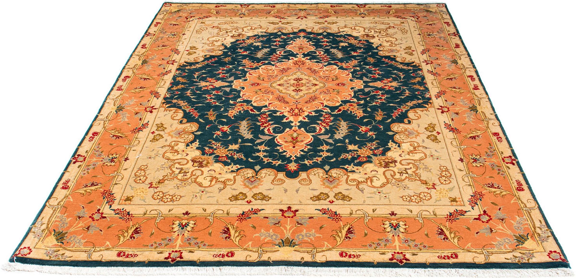 Image of morgenland Orientteppich »Perser - Täbriz - Royal - 202 x 152 cm - dunkelblau«, rechteckig, 7 mm Höhe, Wohnzimmer, Handgeknüpft, Einzelstück mit Zertifikat bei Ackermann Versand Schweiz