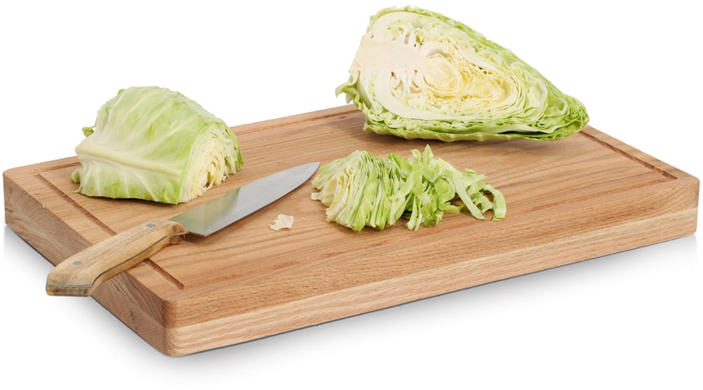 Zeller Present Schneidebrett »Servierbrett, Eiche« integrierte Saftrille, natürliches Material