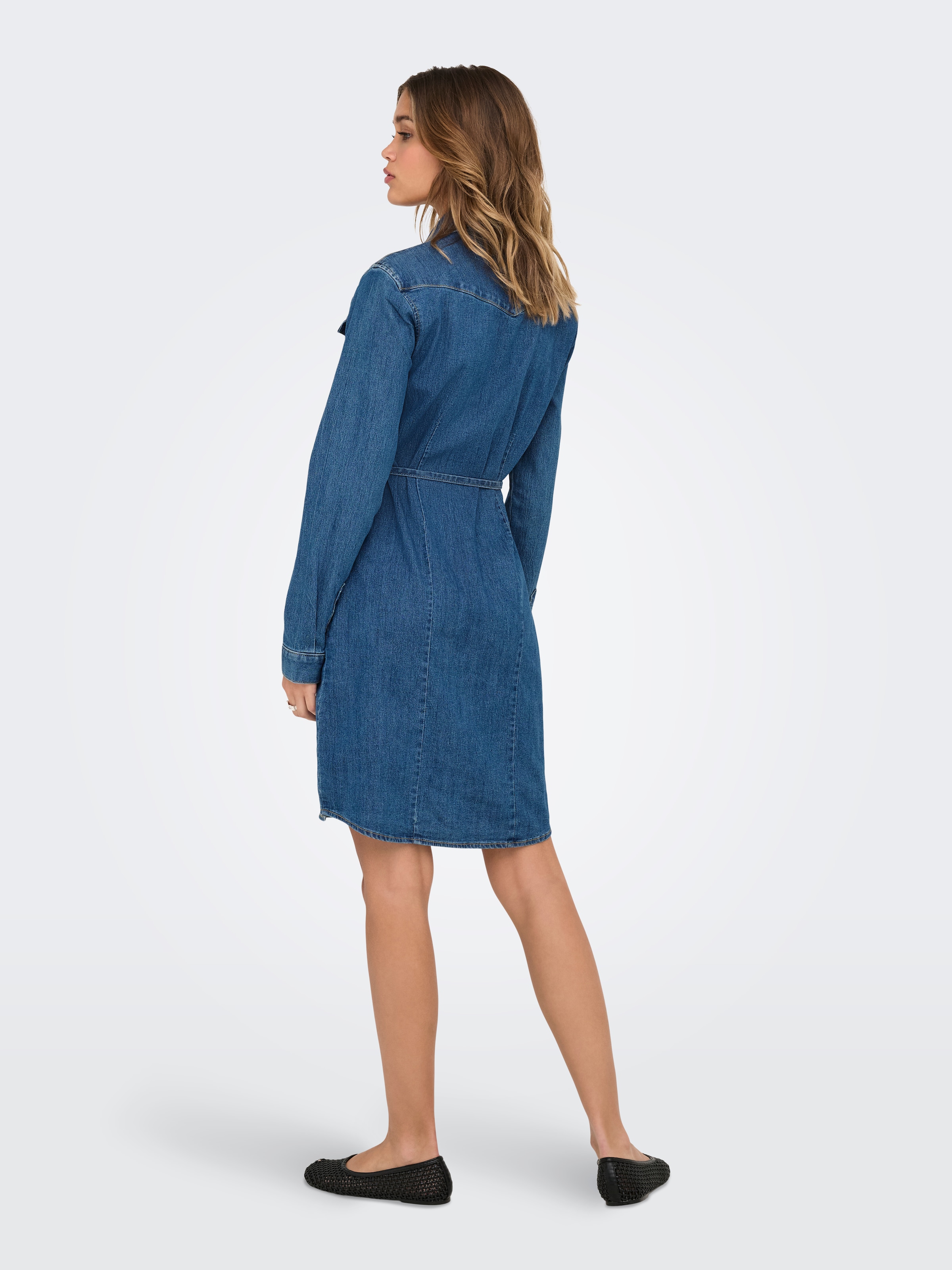 ONLY Jeanskleid »ONLSASIA L/S STRETCH DNM DRESS AKM« Brusttaschen