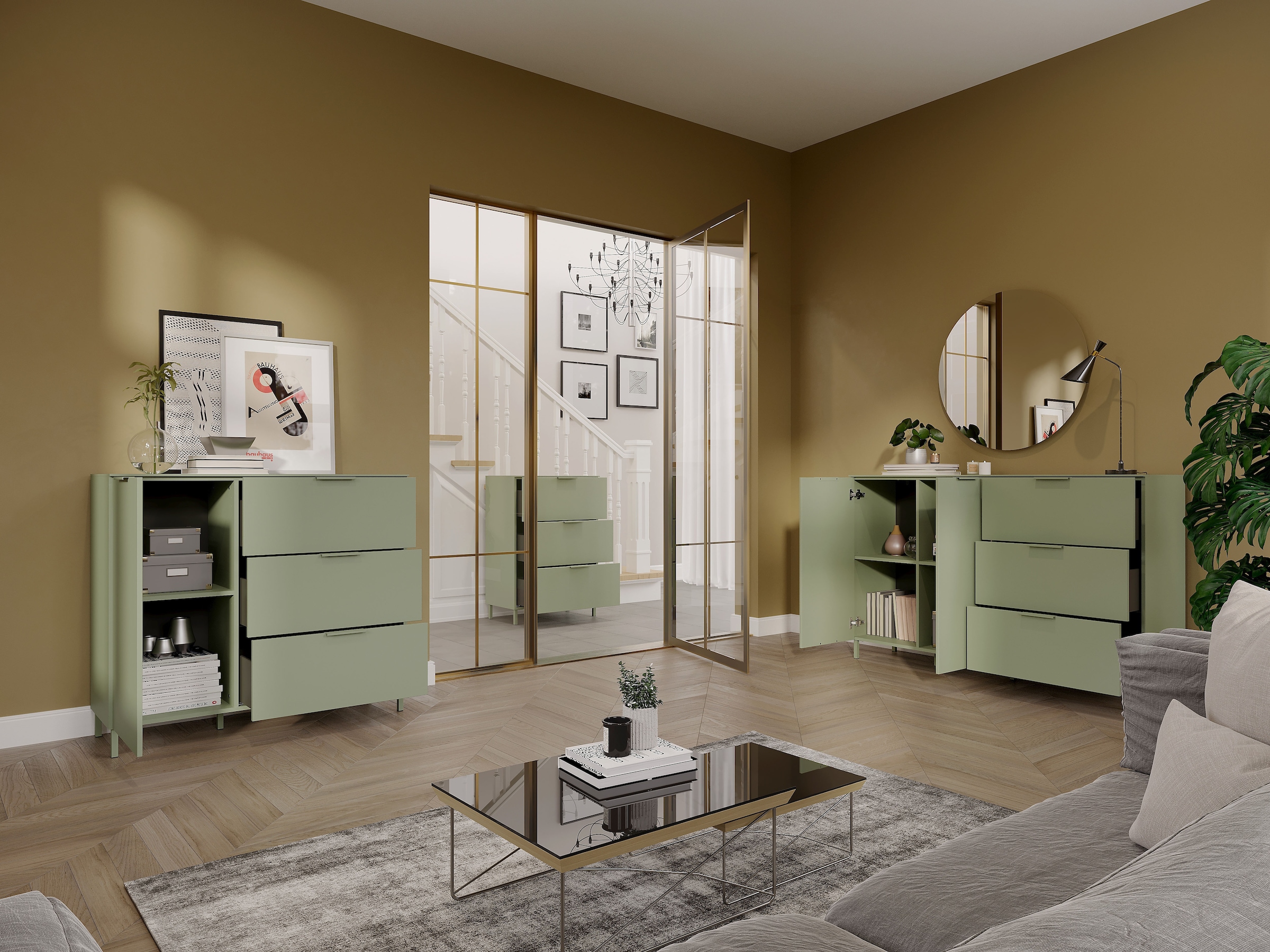 GERMANIA Buffet »Savoca« 1 cuis tlg. Largeur 109 cm, soft-close, 2 variantes de pieds incluses, Fabriqué en Allemagne