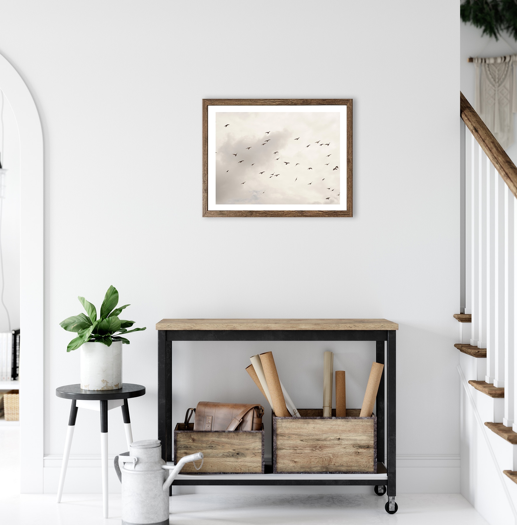 Bönninghoff Bild mit Rahmen »Wandbild gerahmt VÖGEL AM HIMMEL 40x50 cm – Wanddeko Natur Minimal« Himmel | Landschaft | Natur | Vogelbilder | Vögel 1 Stk. tlg. mit dekorativem Rahmen