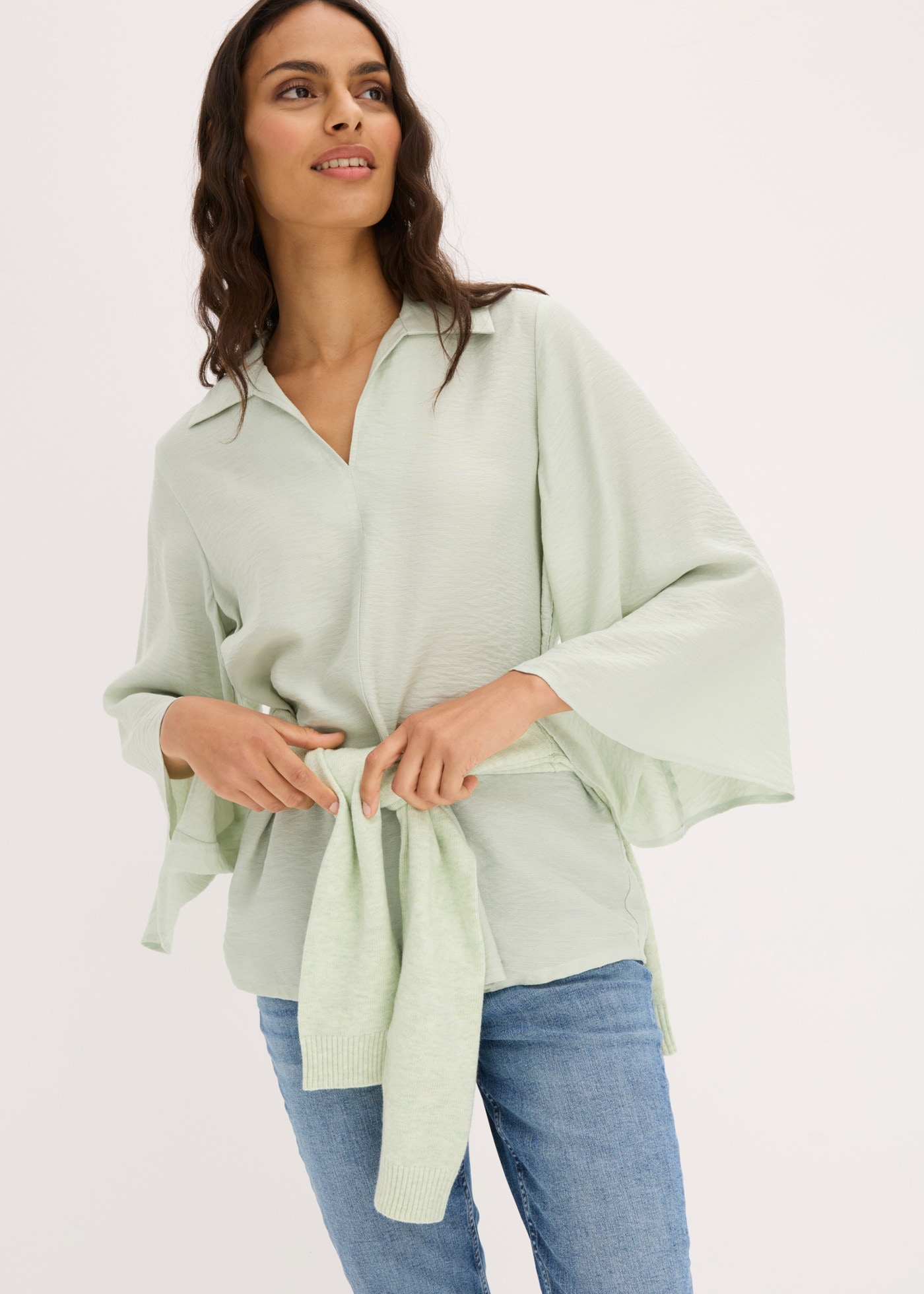Image of bonprix Tunika fliessende Tunikabluse, Loose Fit, mit 7/8-Ärmeln