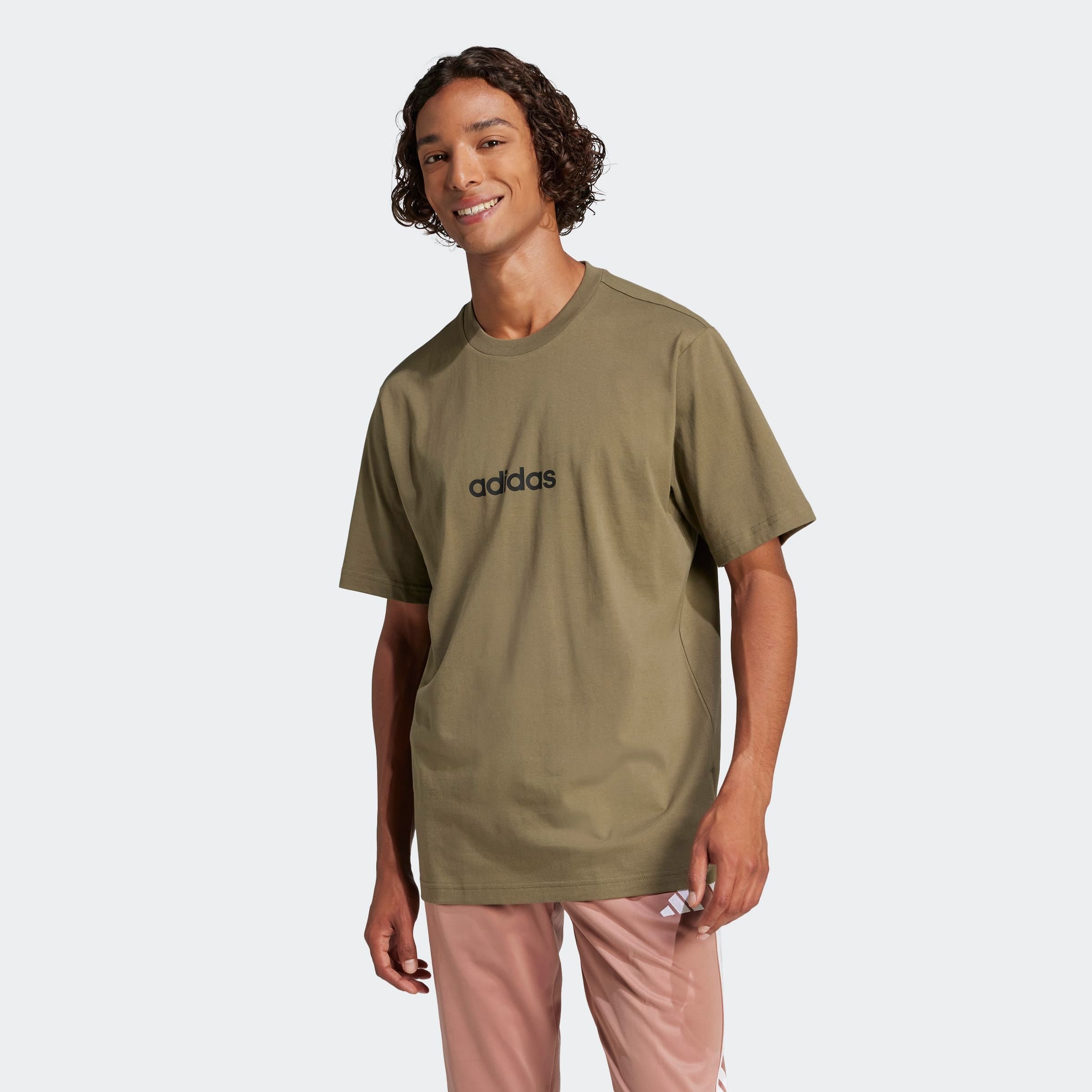 adidas Sportswear T-shirt »ESSENTIALS LINEAR SINGLE JERSEY« überschnittene Schultern, Kurzarmdesign, aus Baumwolljersey