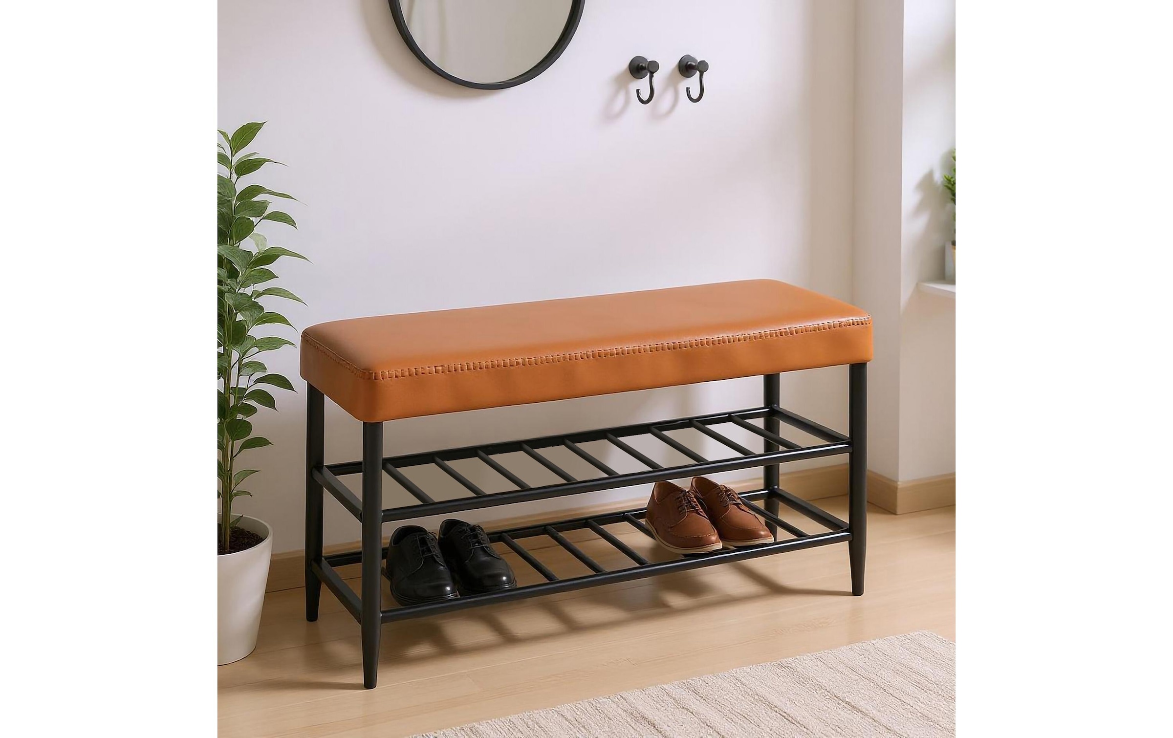 relaxdays Banc à chaussures »mit zwei Ablagen 80 x 50 cm«