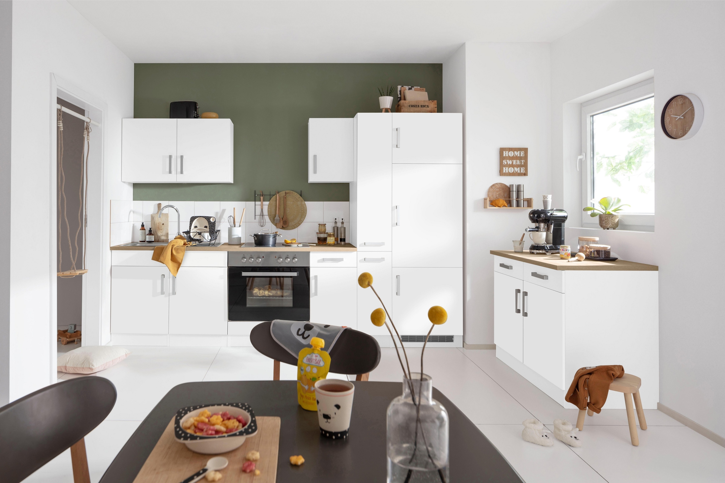 KOCHSTATION Kitchenette »KS-Gera« Largeur 300 cm, avec appareils électriques en option, avec plan de travail
