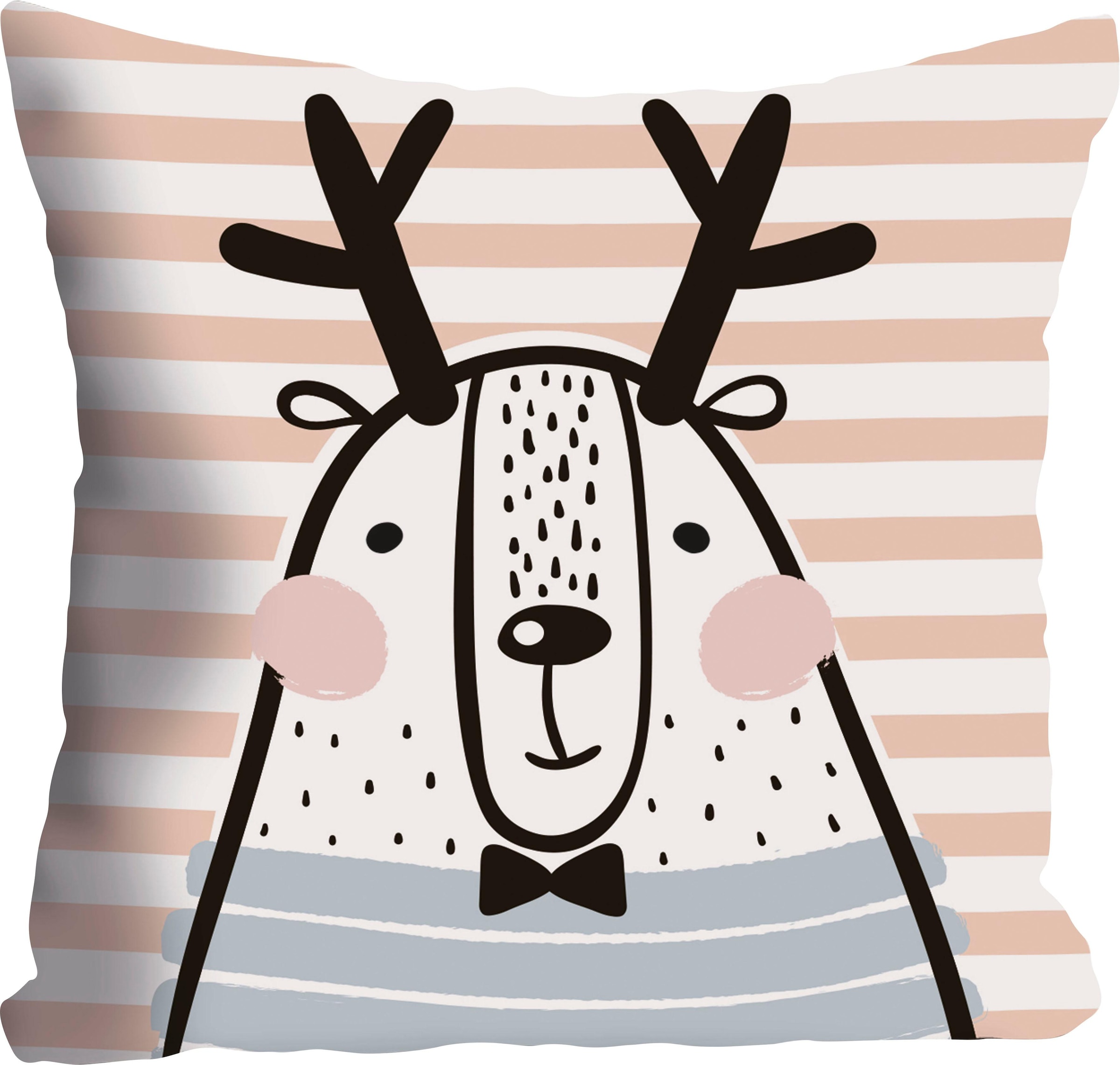 Image of queence Dekokissen ""Hirsch"" Kissenhülle ohne Füllung, 1 Stück